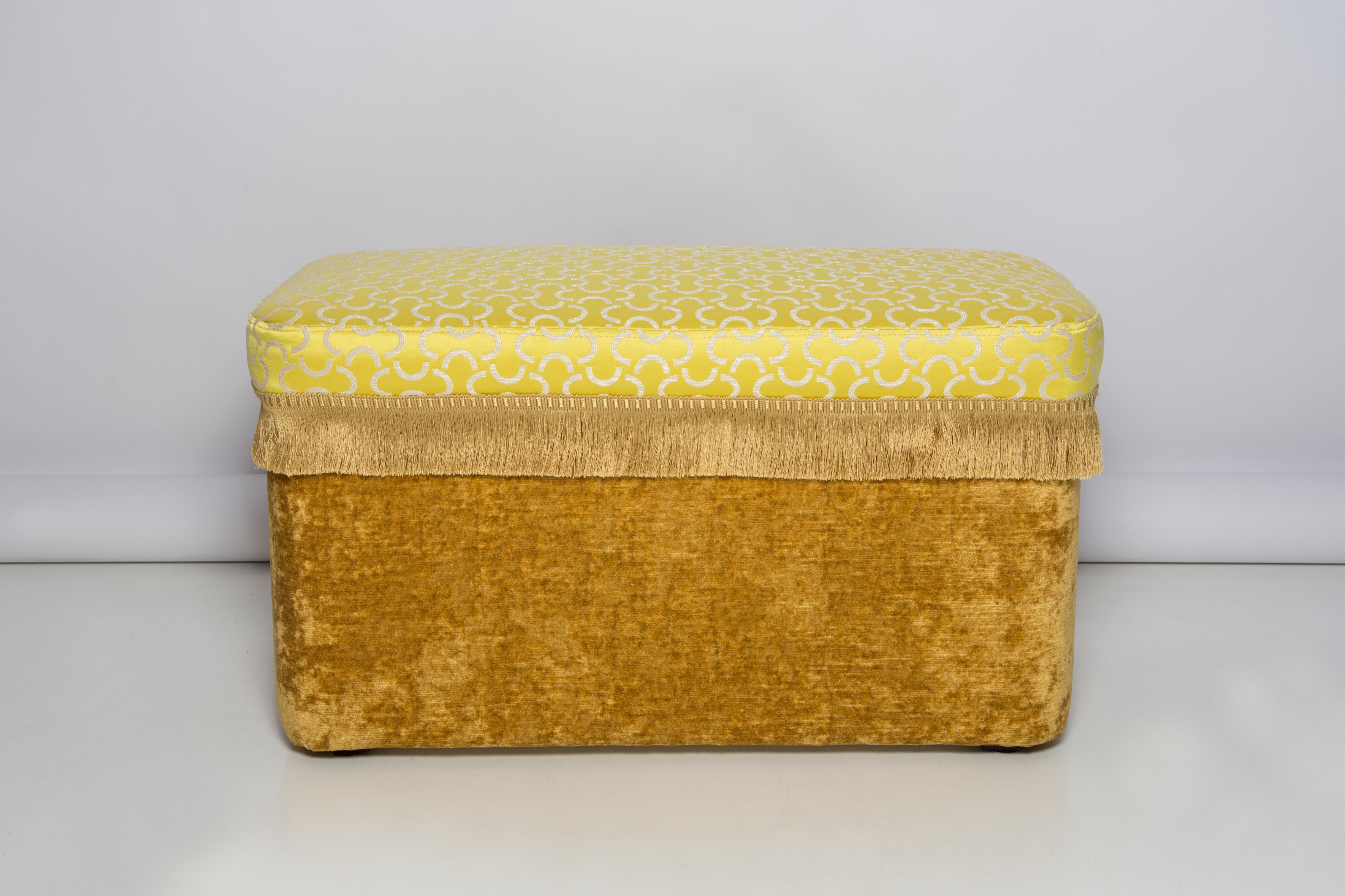 Contemporary Pouffe inspired of 1960s style. The pouffe consist of an upholstered part, a seat and box under the seat, characteristic of the 1960s style.

Bench was designed by Vintola Studio, a Polish brand created by Ola Szewczul, designer of