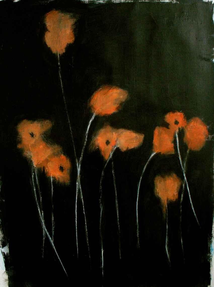 Pouke Halpern Landscape Painting - Poppies (framed)
