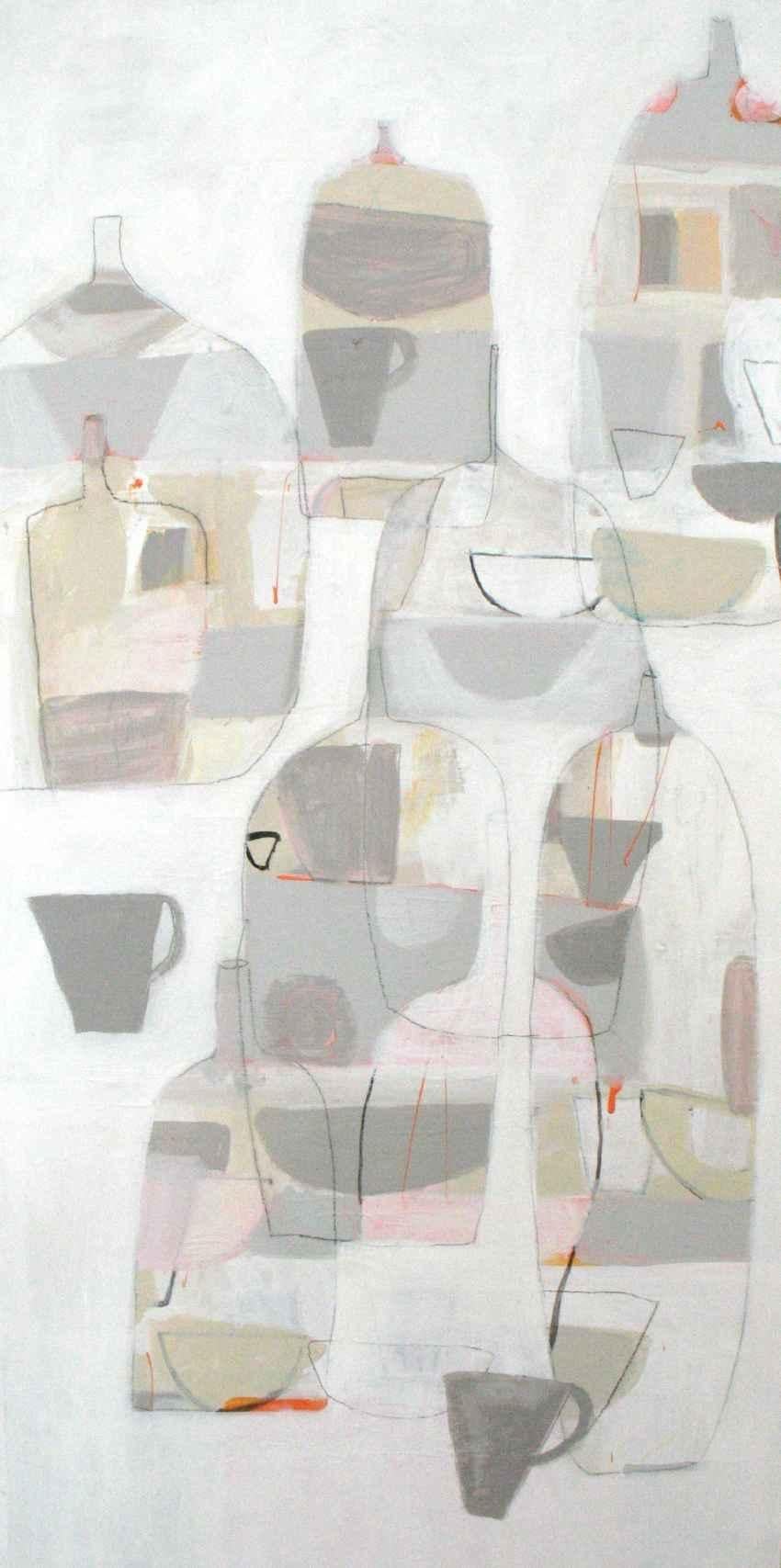 Pouke Halpern Abstract Painting - Three Grey Mugs