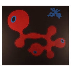 Poul Agger, Oil on Canvas, "Red shape", Abstract Composition