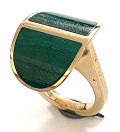 Poul Asby, 14 Karat Yellow Gold Ring, Set with Malachiet Stones, Denmark 1960