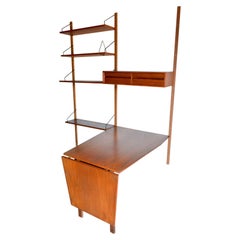 Vintage Poul Cadovius 2 Bay Wall Unit with Table or Desk, ca. 1965