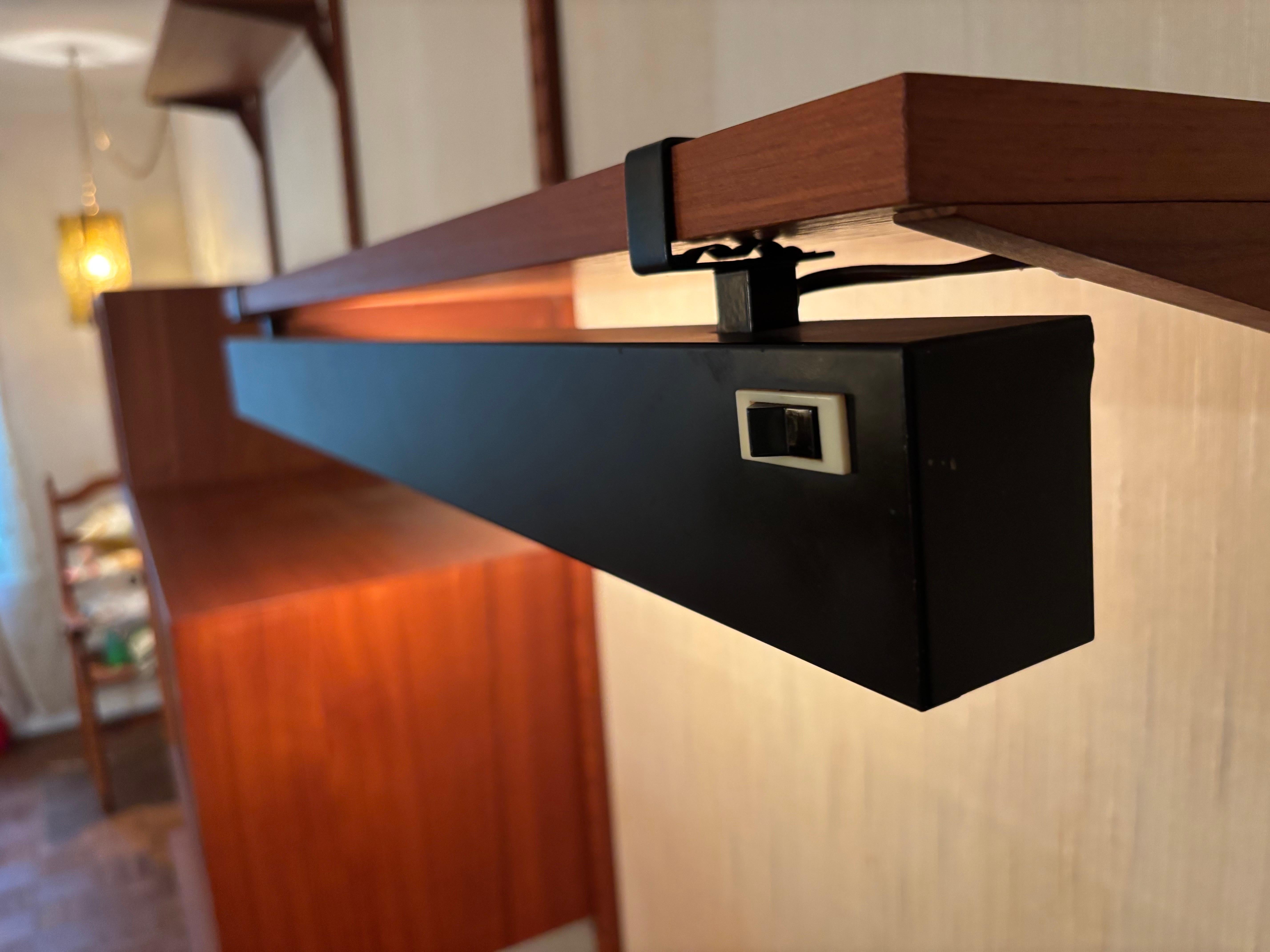 Poul Cadovius 3 Bay Teak Wall Unit with Rare Light! For Sale 8