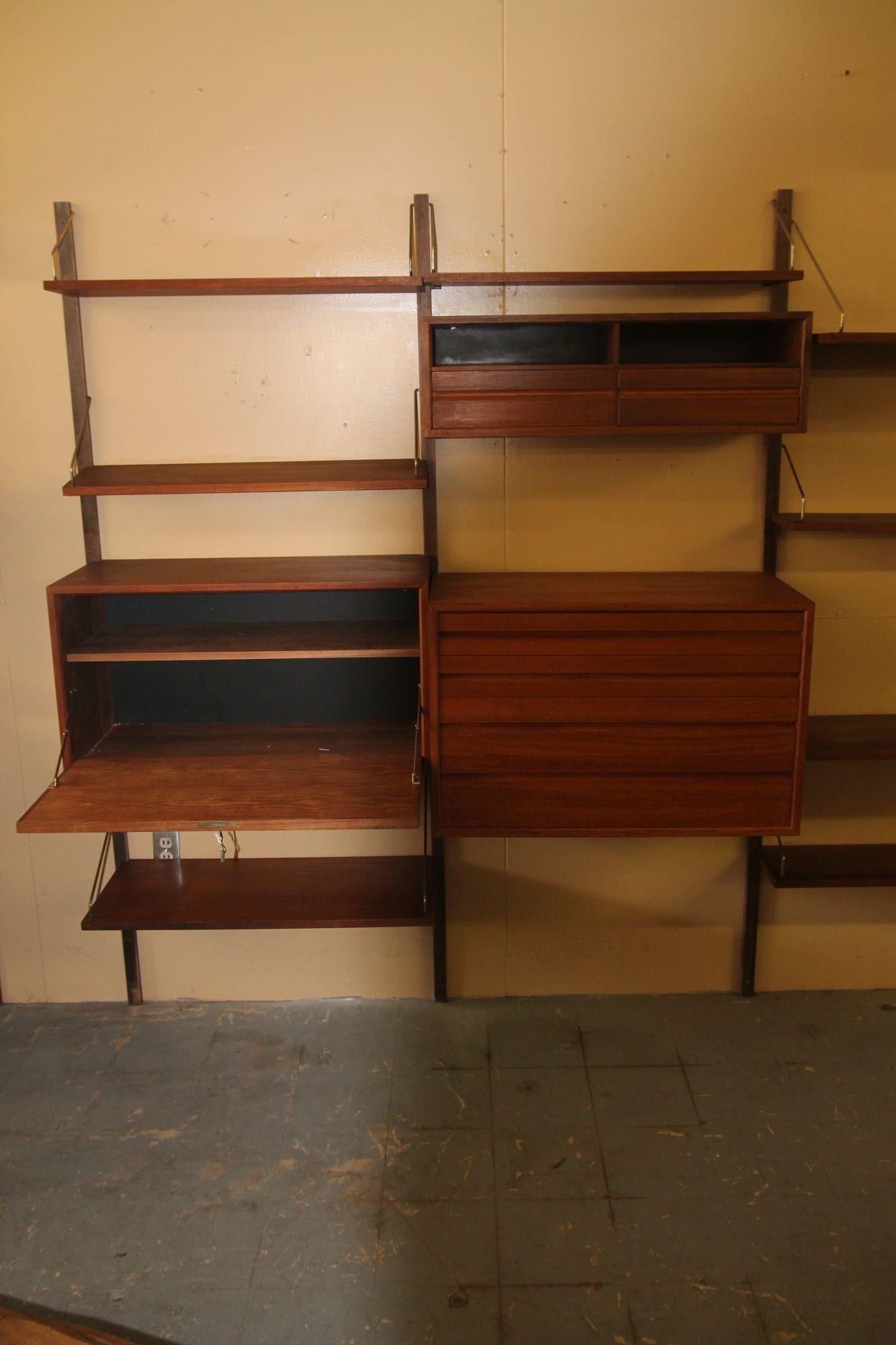 Danish Poul Cadovius 3 Bay Wall Unit