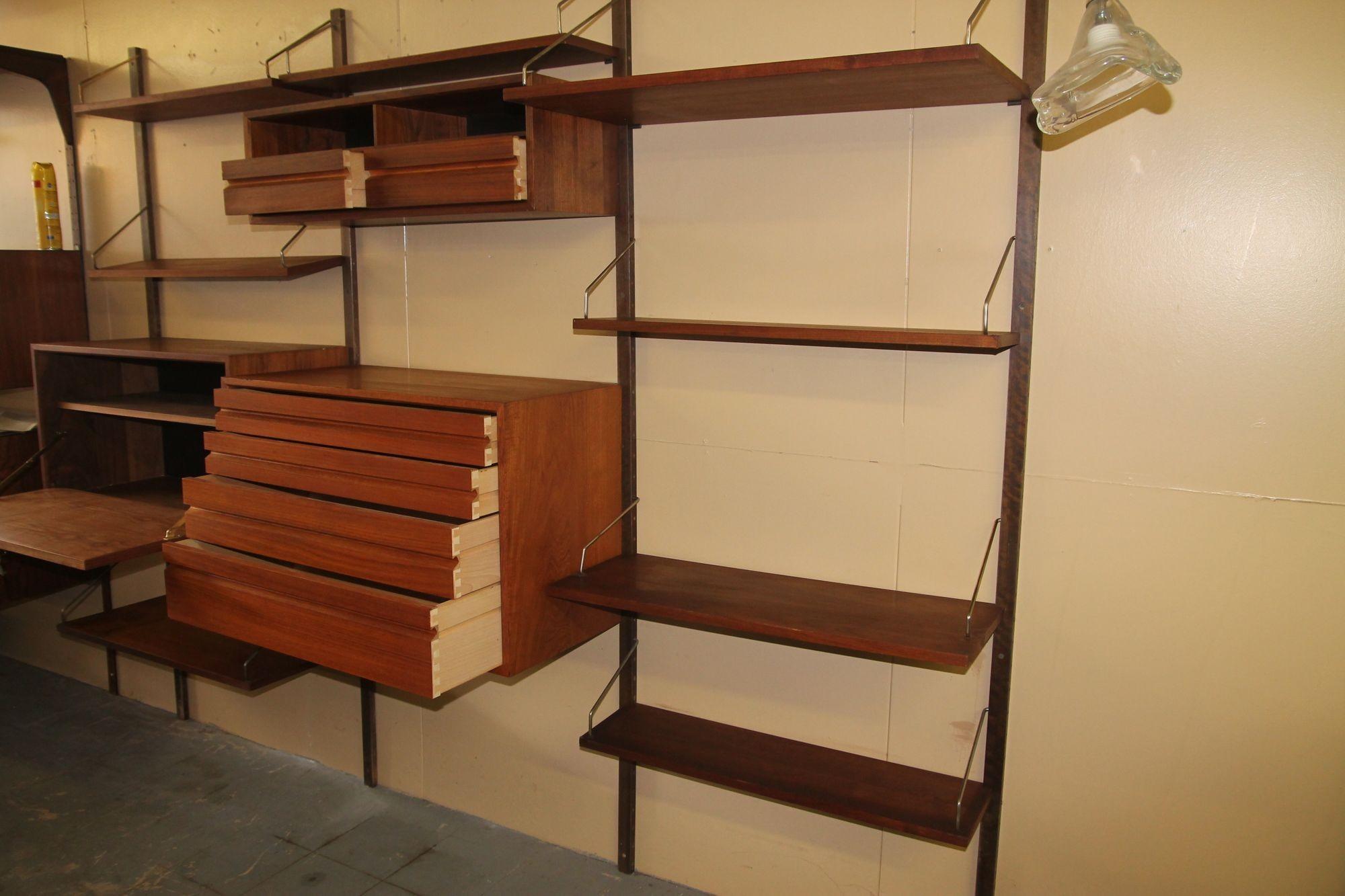 Mid-20th Century Poul Cadovius 3 Bay Wall Unit