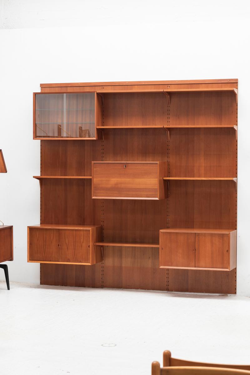 Mid-Century Modern Poul Cadovius 3-Bay Wall Unit in Teak for Cado, Danish Design, 1960s For Sale