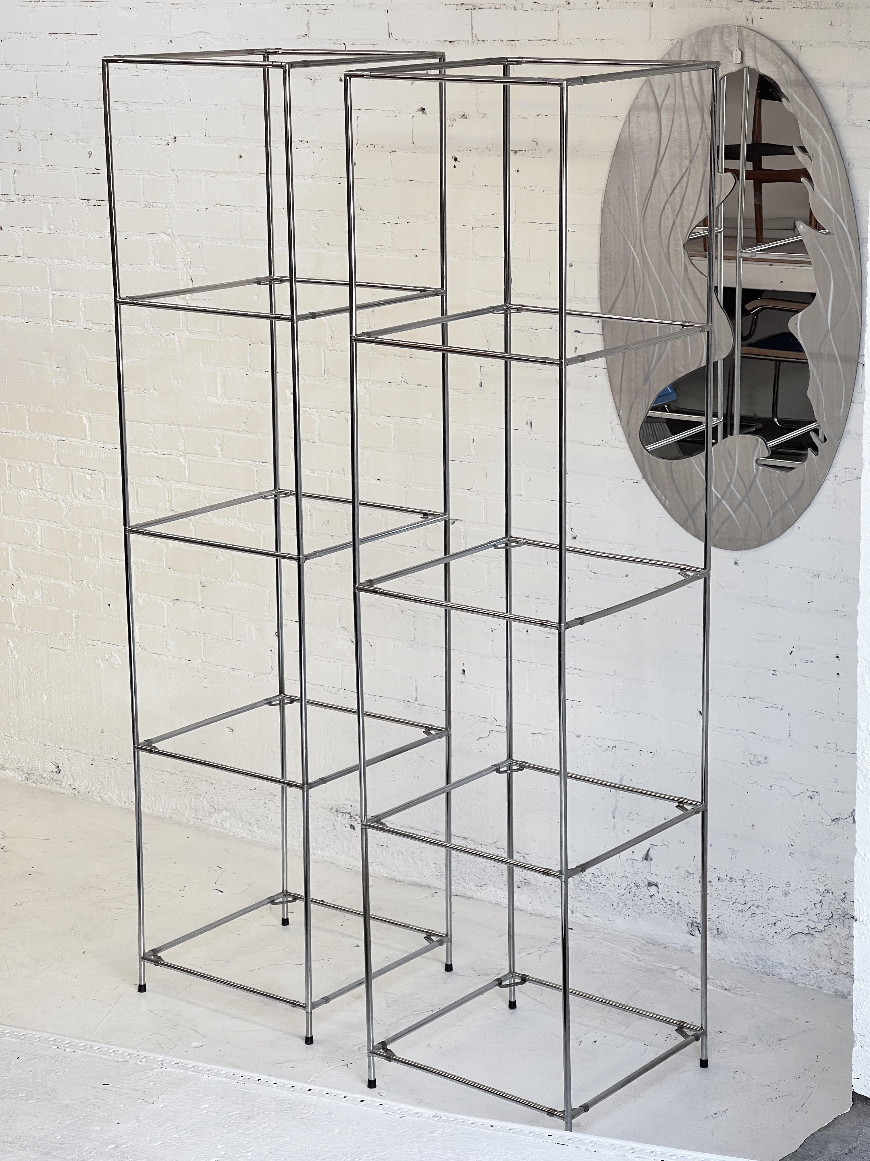 Danish Poul Cadovius 'Abstracta' Free-Standing Shelf in Steel and Glass For Sale