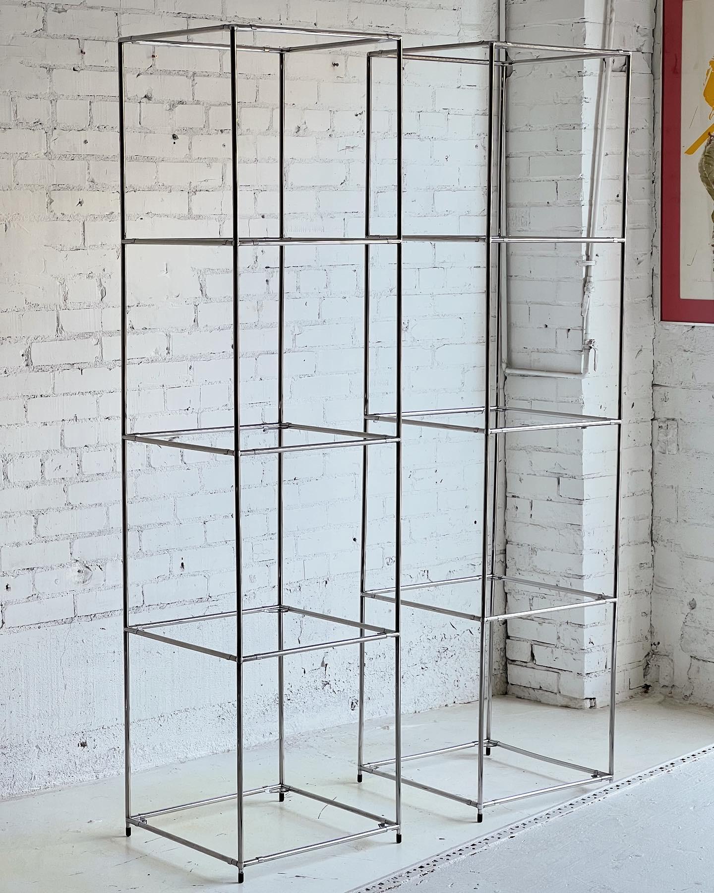 Mid-20th Century Poul Cadovius 'Abstracta' Free-Standing Shelf in Steel and Glass For Sale