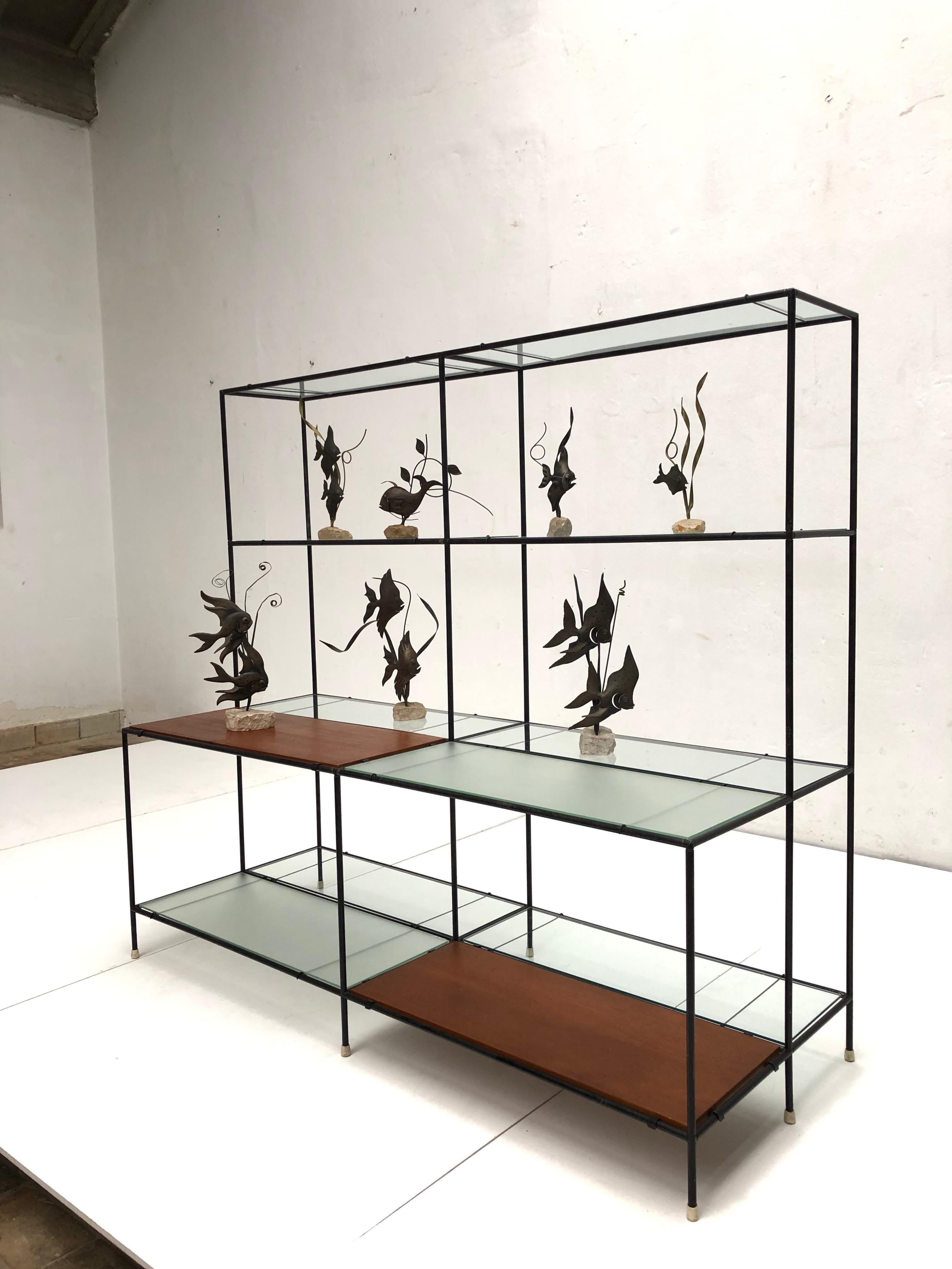 Poul Cadovius 'Abstracta' Metal, Teak, Glass Modular Display Unit, Denmark 1960 For Sale 4