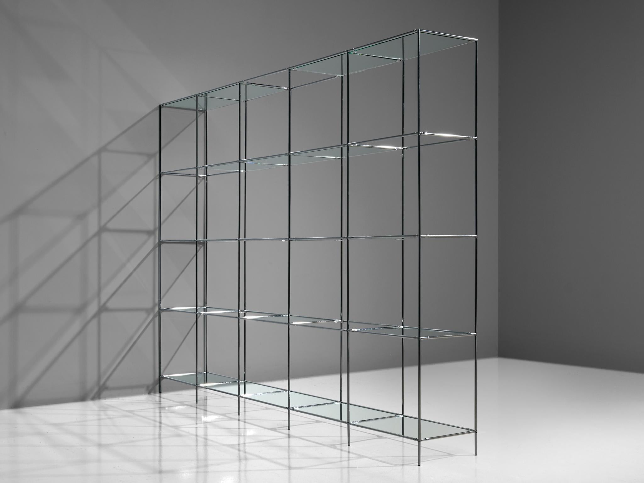 free standing glass shelving unit