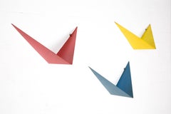 Poul Cadovius Bookshelves Butterflies, Royal Metal Bookshelves Red, Blue Yellow