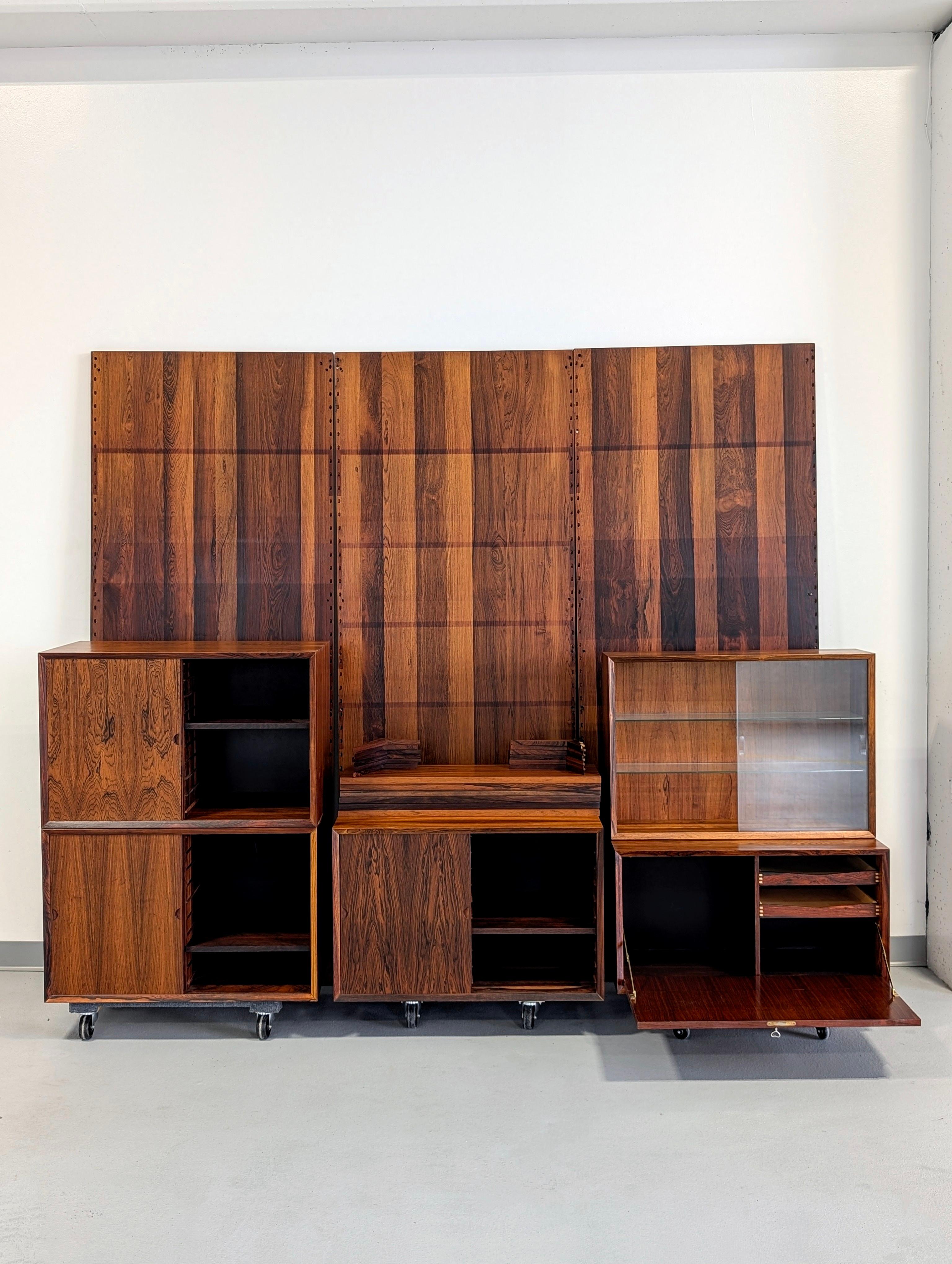 Danish Poul Cadovius Brazilian Rosewood 3 Bay Royal Cado System For Sale