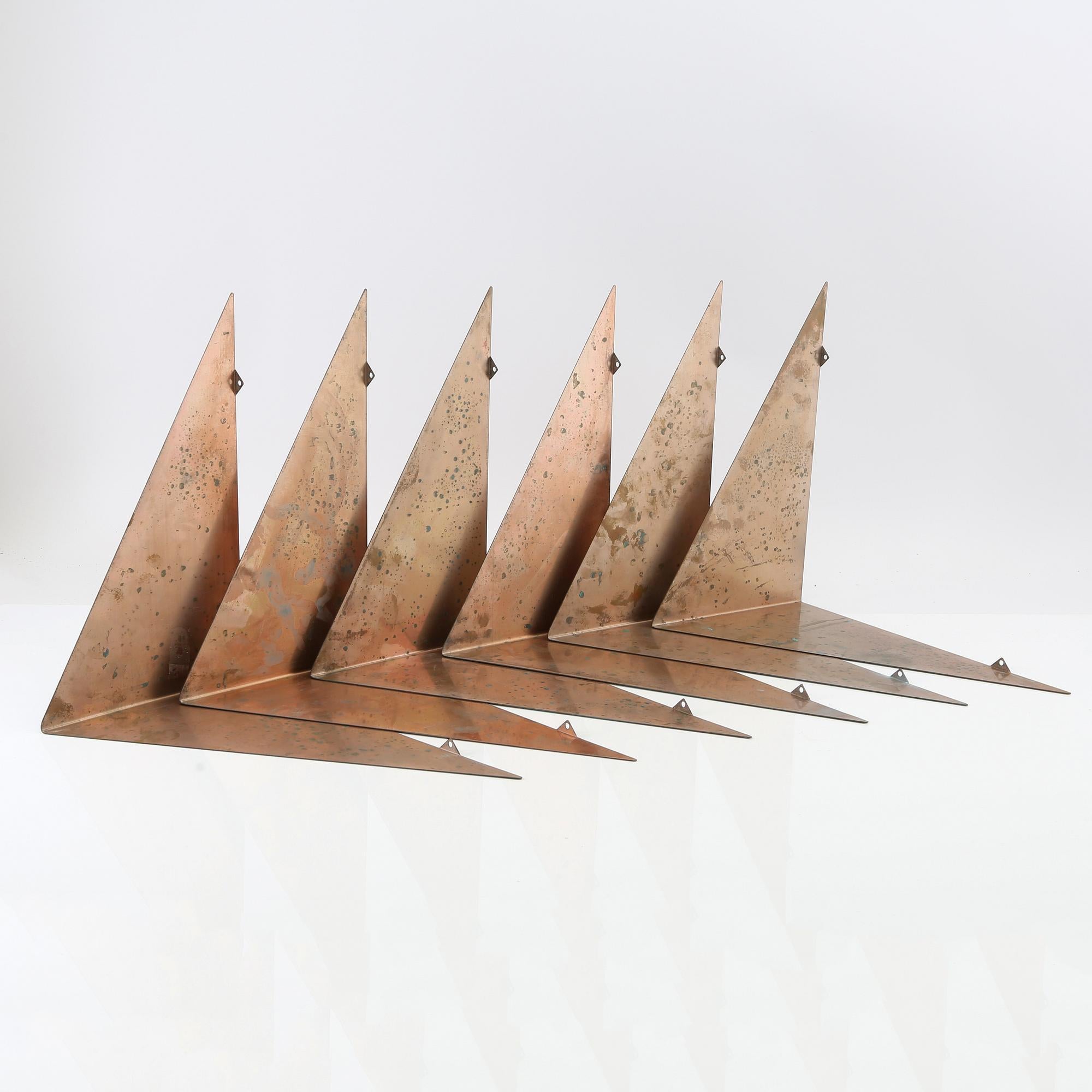 20th Century Poul Cadovius Butterfly shelves set of 6 Copper Denmark 1960 For Sale