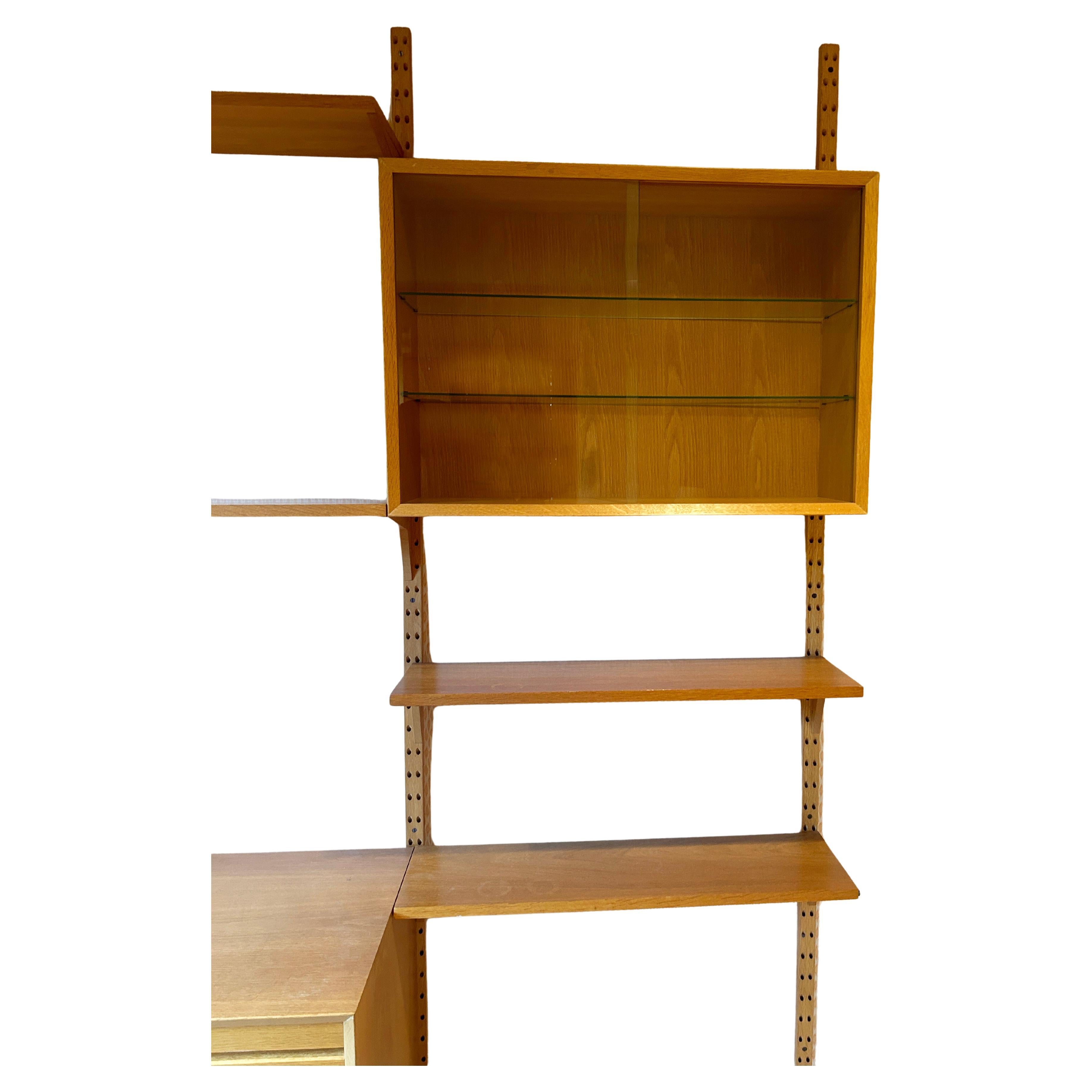 Mid-Century Modern Poul Cadovius Cado light oak wall unit with shelves dressers desk cabinet