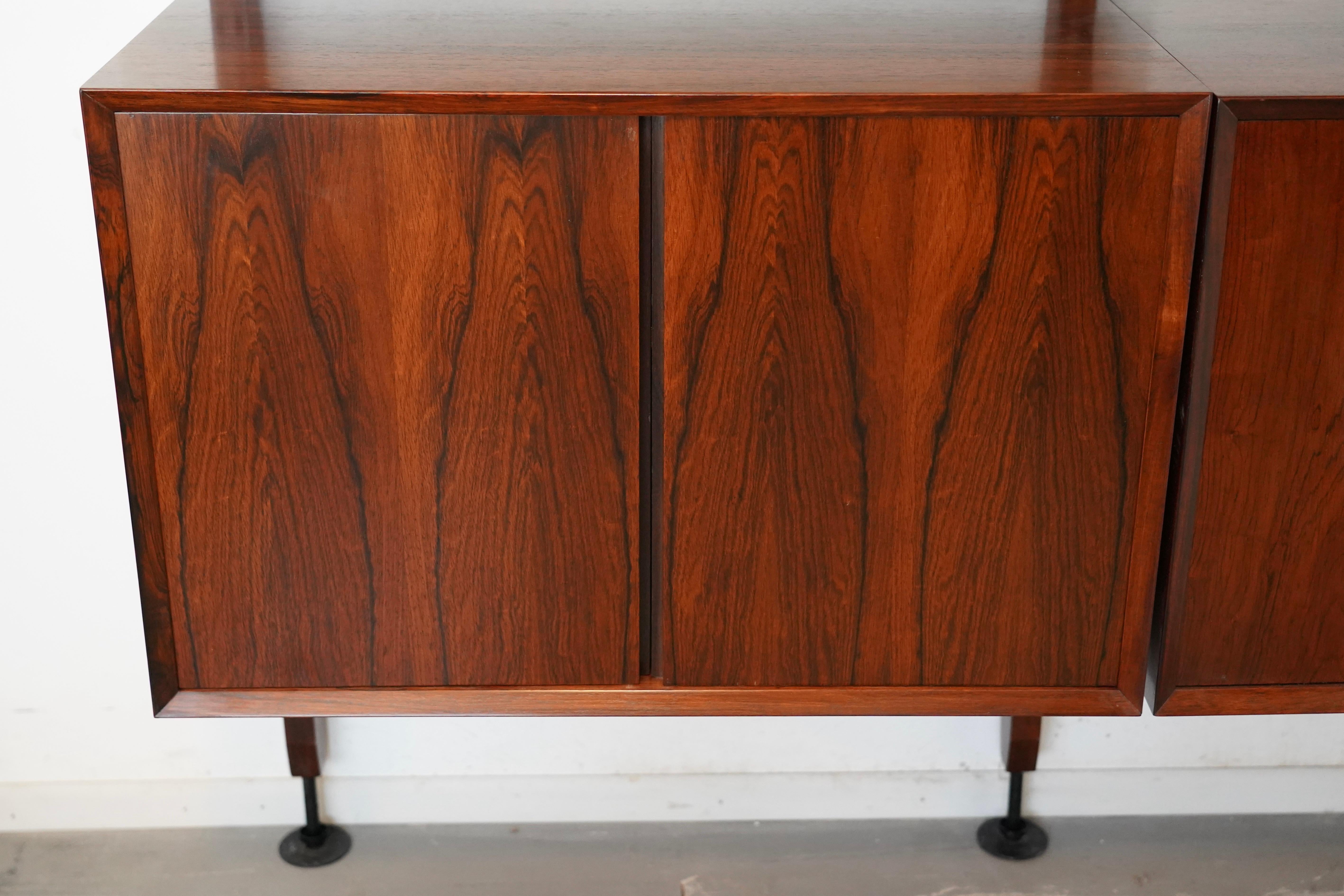 Mid-20th Century Poul Cadovius Cado Rosewood Danish Modern 2-Bay Room Divider / Wall unit