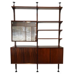Poul Cadovius Cado Separador de ambientes / Mueble de pared moderno danés de 2 estantes de palisandro