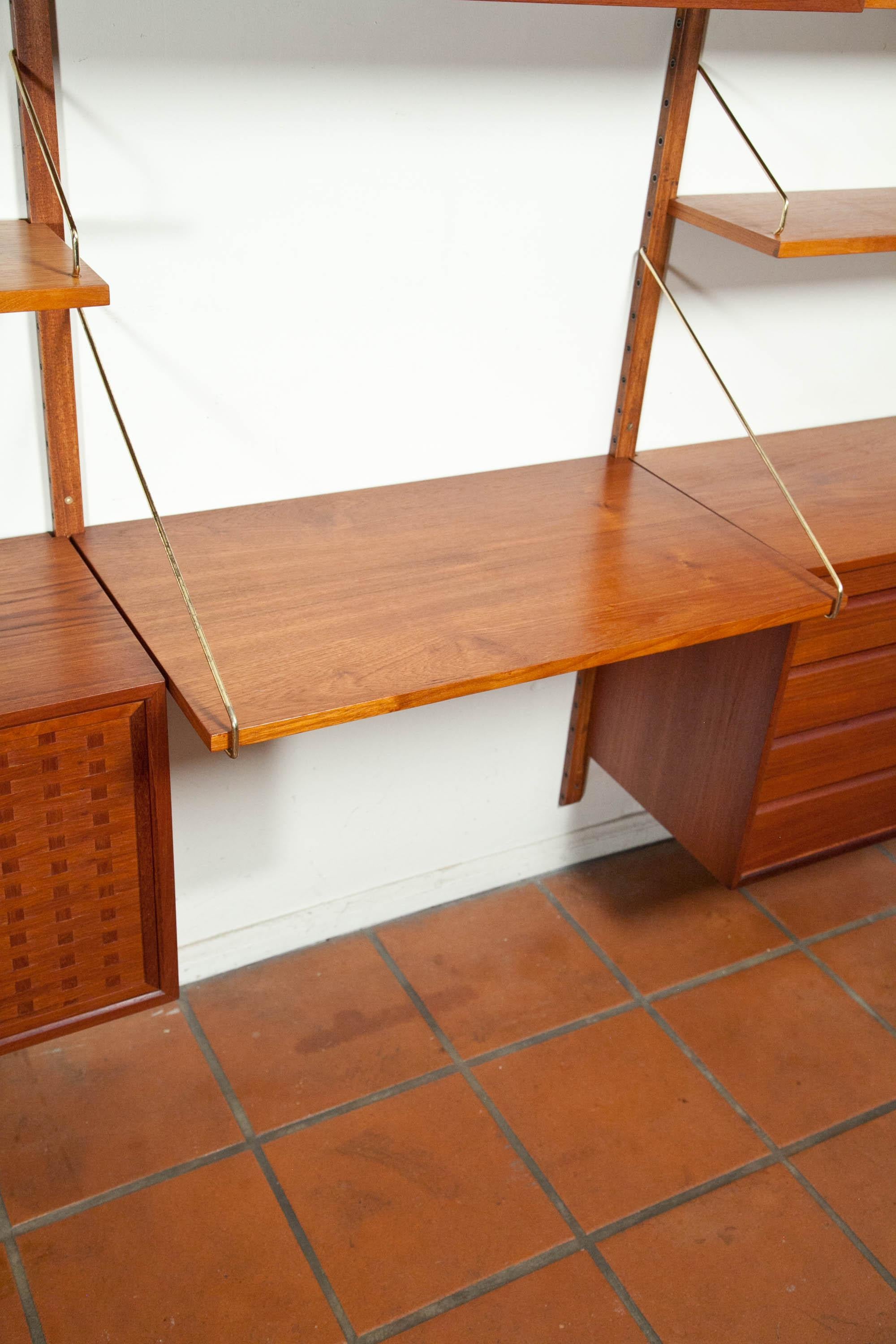 Poul Cadovius, Cado Royal System 3 Bay Teak Modular Wall Unit, Denmark, 1960s 9