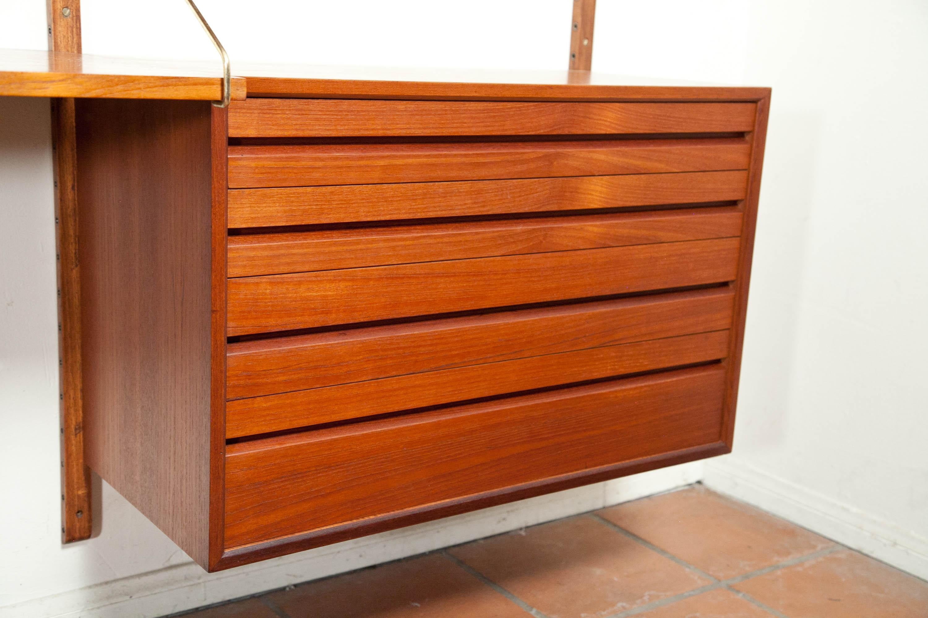 Poul Cadovius, Cado Royal System 3 Bay Teak Modular Wall Unit, Denmark, 1960s 10