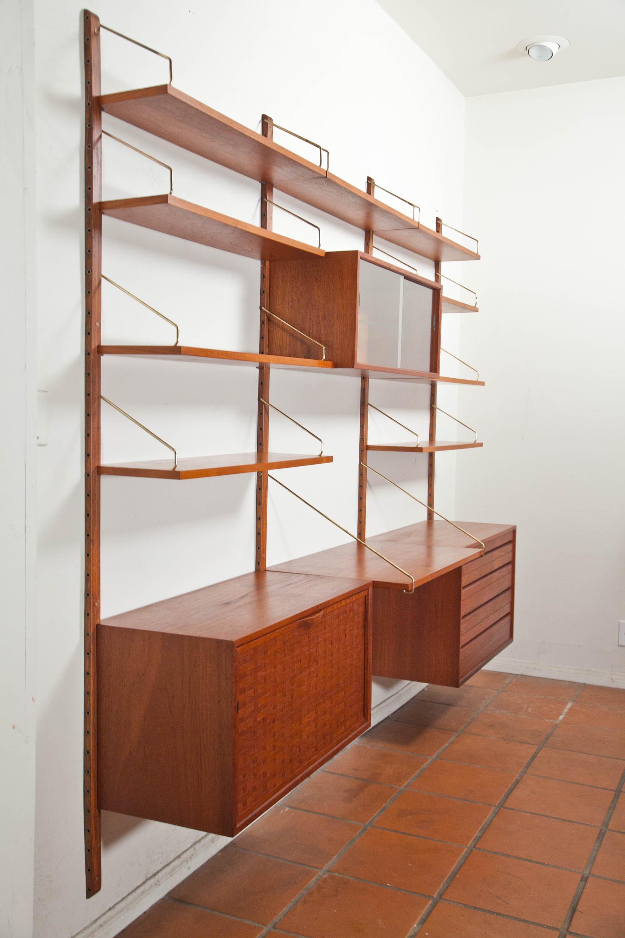 Scandinavian Modern Poul Cadovius, Cado Royal System 3 Bay Teak Modular Wall Unit, Denmark, 1960s