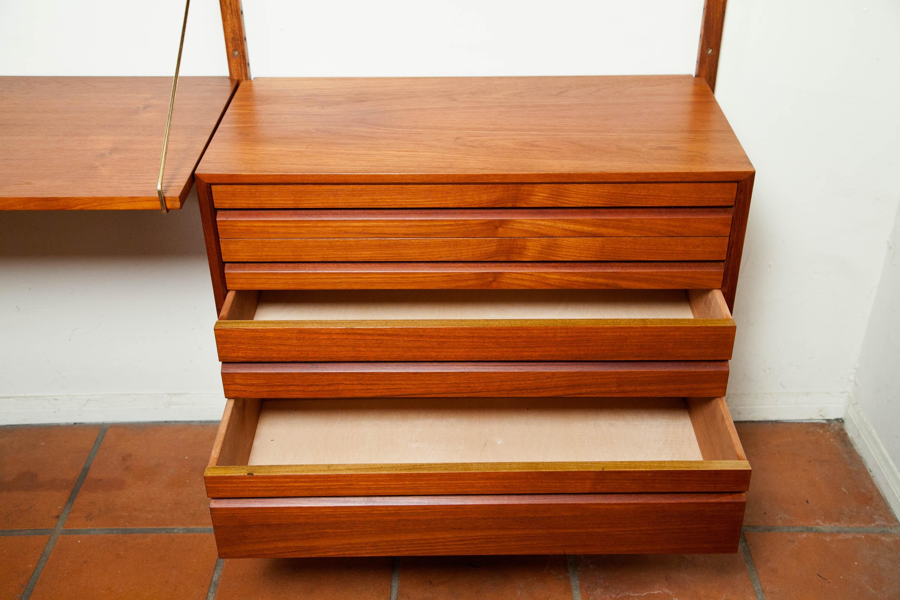 20th Century Poul Cadovius, Cado Royal System 3 Bay Teak Modular Wall Unit, Denmark, 1960s