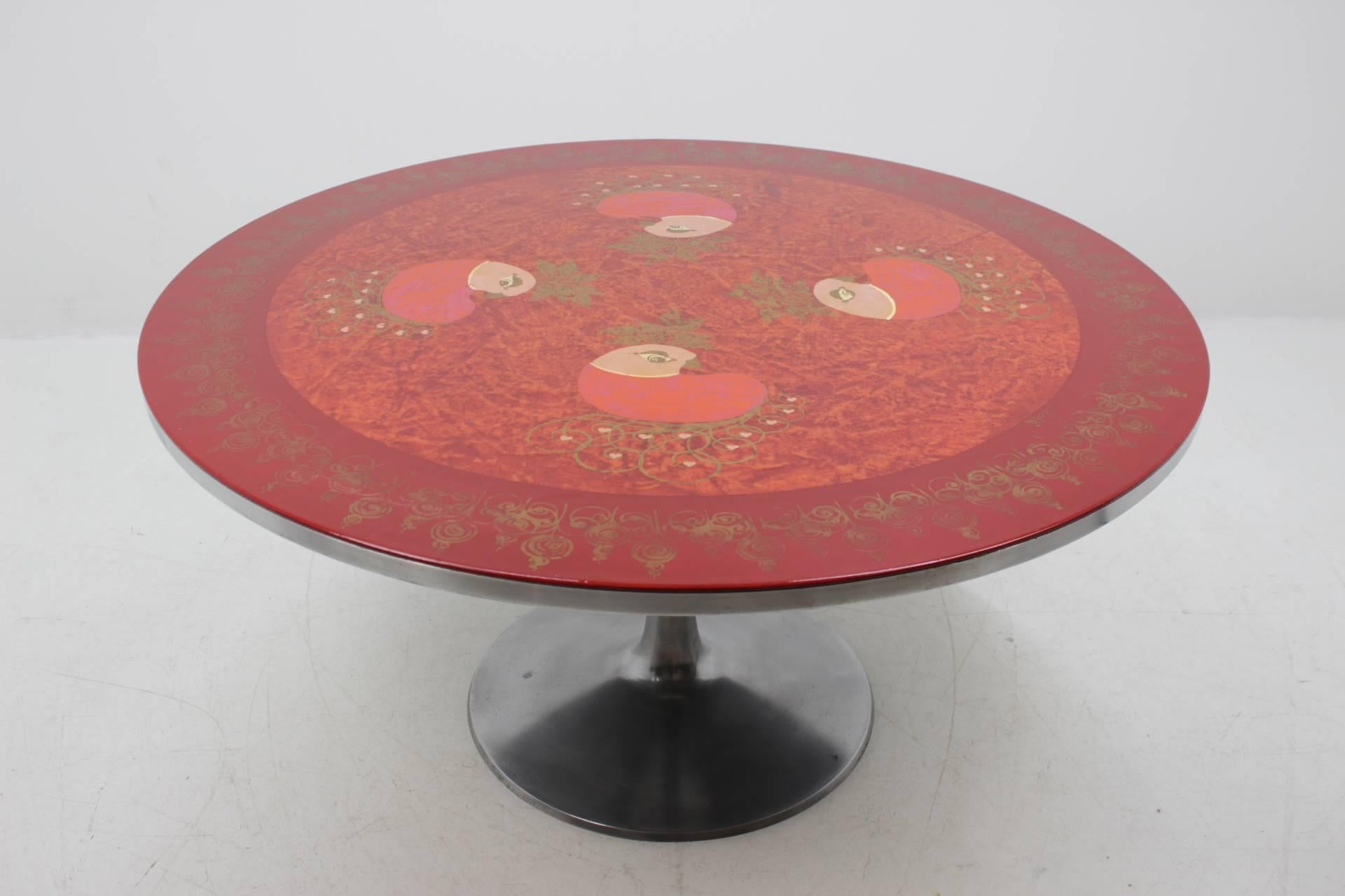Poul Cadovius Circular Enamelled Dining Table Hand-Painted by Susan Mygge 2