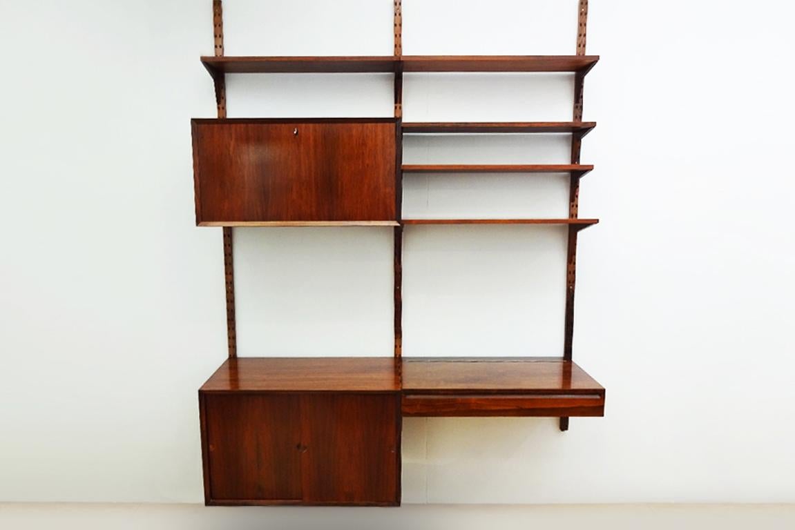 Mid-Century Modern Poul Cadovius Danish Midcentury Floating Royal System Wall Unit and Shelving