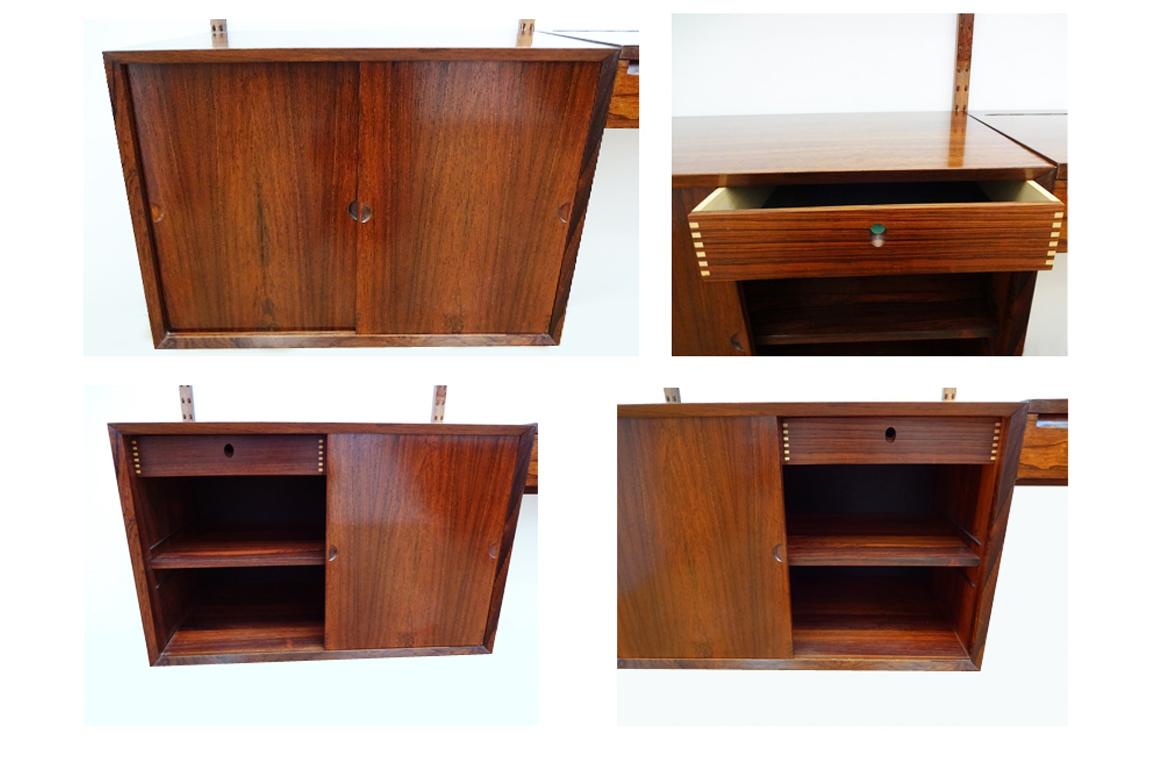 Rosewood Poul Cadovius Danish Midcentury Floating Royal System Wall Unit and Shelving