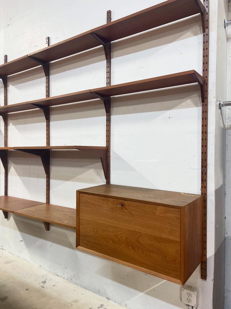 Wood Poul Cadovius Danish Modern Teak Wall Unit For Sale