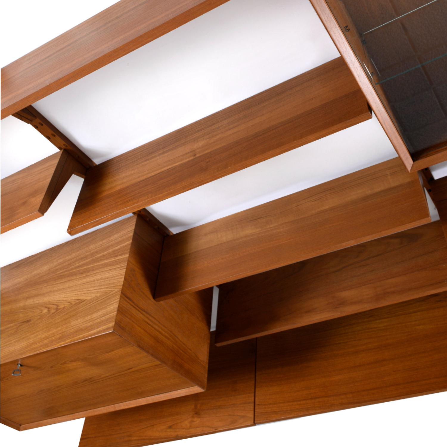 Poul Cadovius Danish Teak CADO Wall Mount Shelving System In Good Condition In Chattanooga, TN