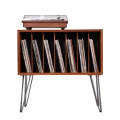 Poul Cadovius Danish Teak Record Cabinet with Dividers on Hairpin Legs