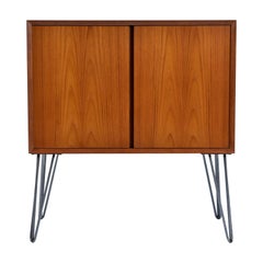 Poul Cadovius Danish Teak Storage Record Cabinet on Metal Hairpin Legs