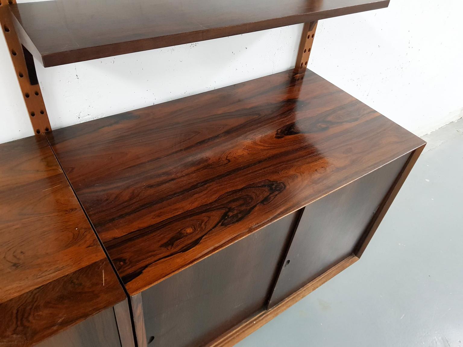 Scandinavian Modern Poul Cadovius for CADO Rosewood Wall Unit, Denmark, 1960s