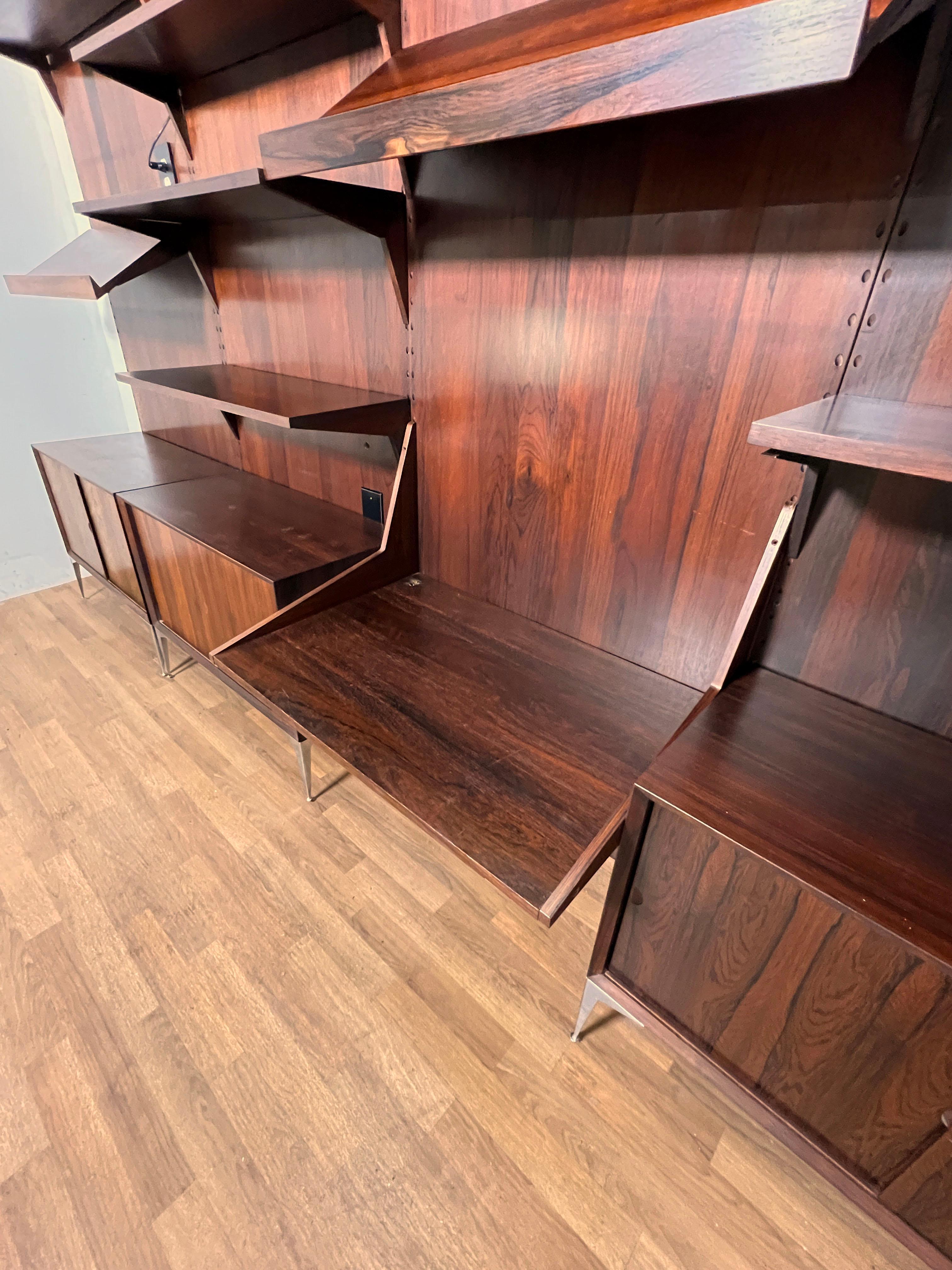 Poul Cadovius For Royal System Cado Danish Rosewood Four Bay Wall Unit For Sale 7