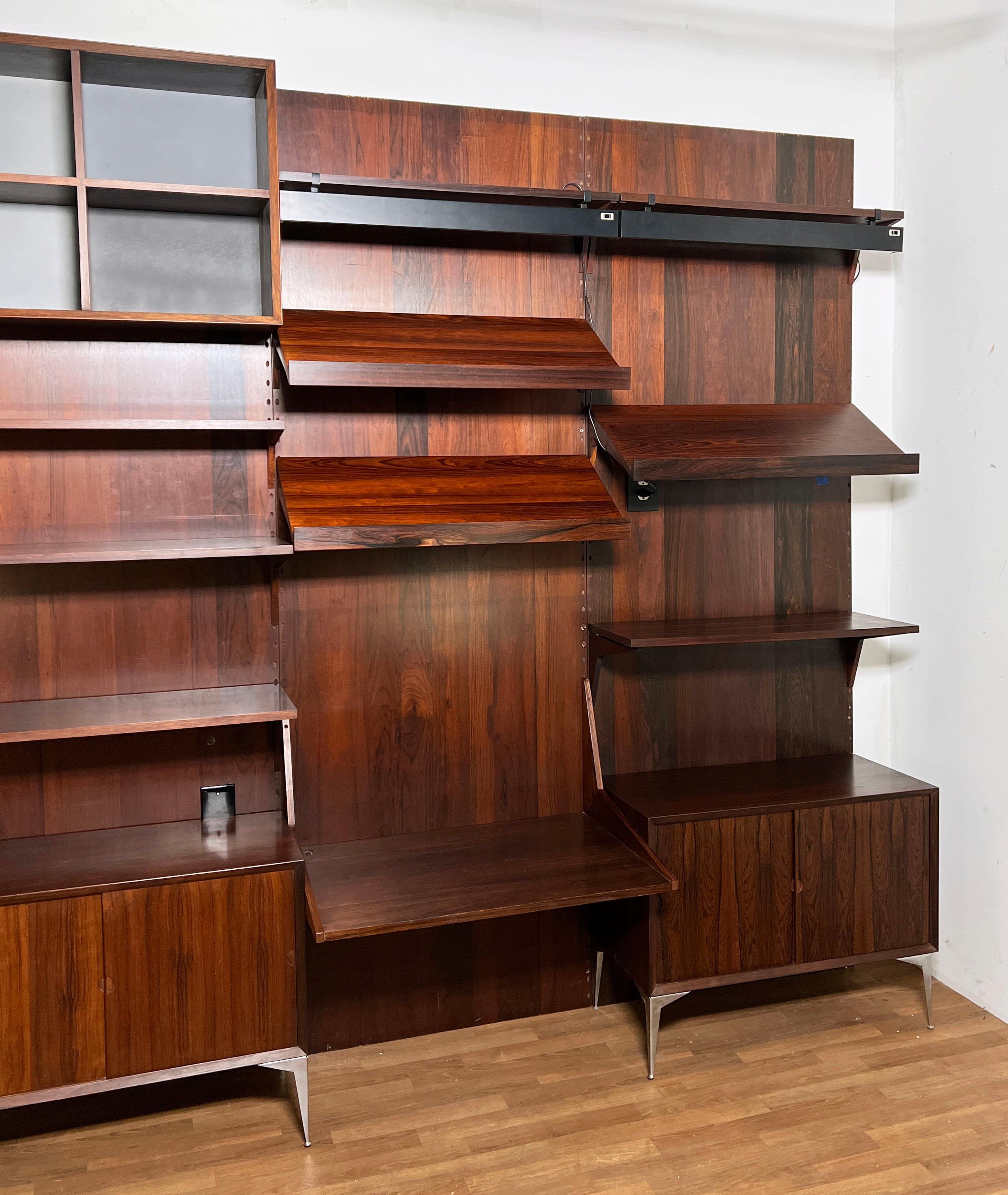 Scandinavian Modern Poul Cadovius For Royal System Cado Danish Rosewood Four Bay Wall Unit For Sale
