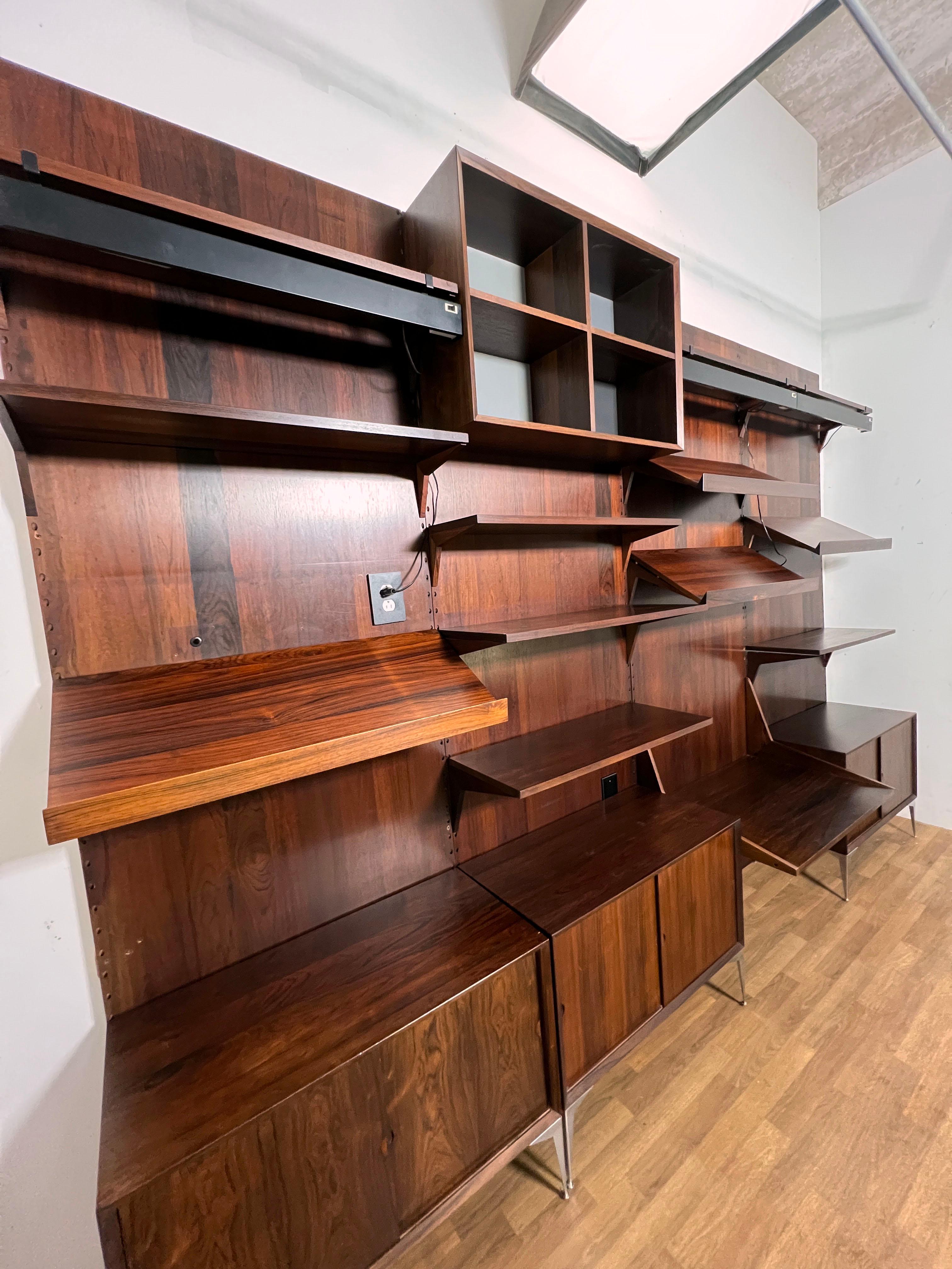 Late 20th Century Poul Cadovius For Royal System Cado Danish Rosewood Four Bay Wall Unit For Sale