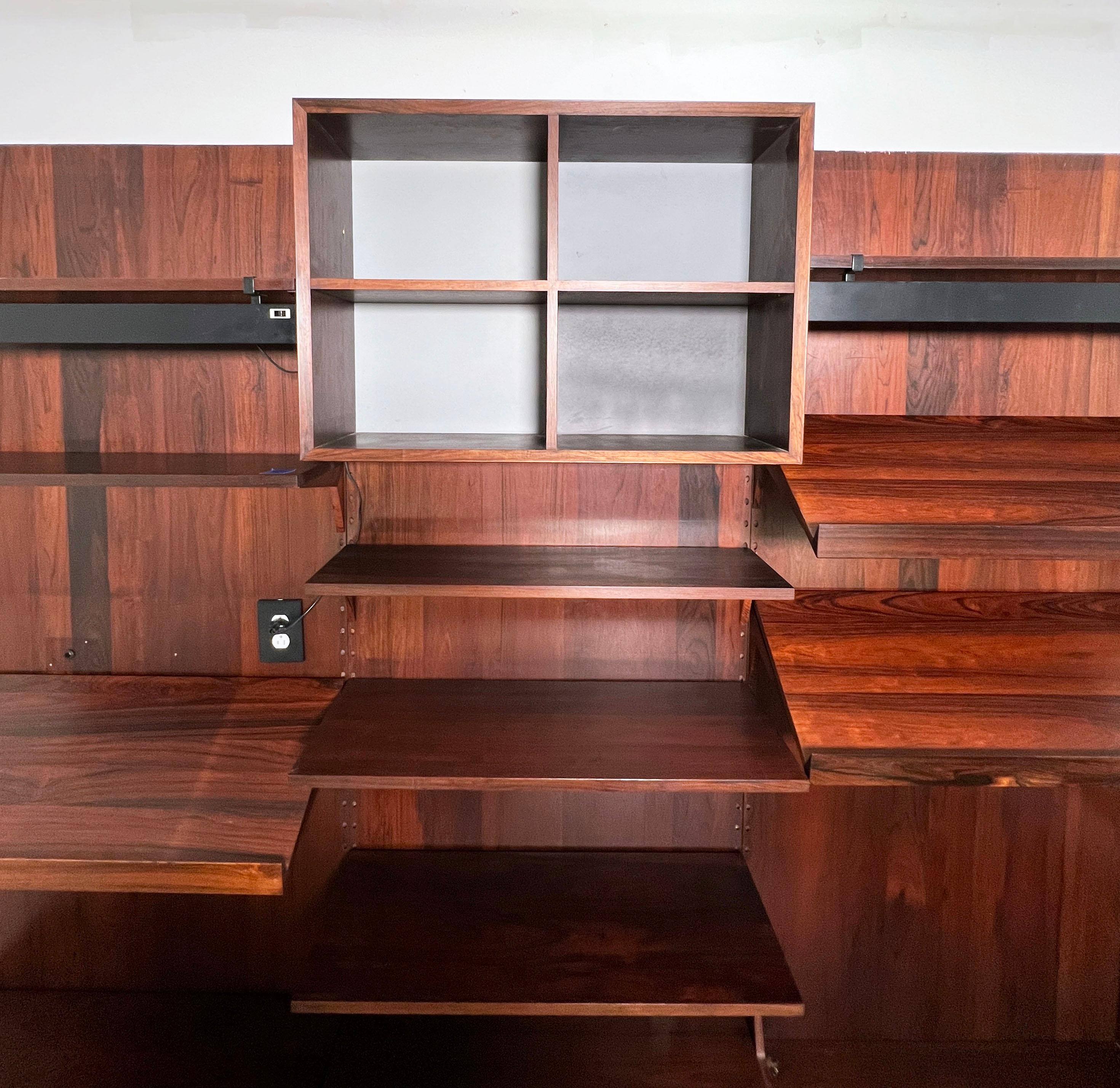 Poul Cadovius For Royal System Cado Danish Rosewood Four Bay Wall Unit For Sale 1