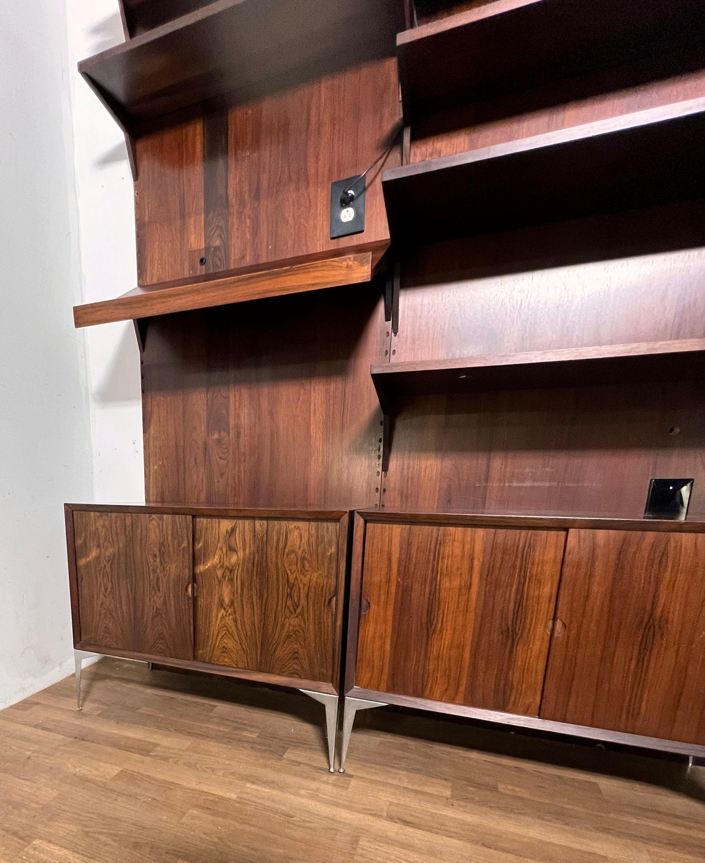 Poul Cadovius For Royal System Cado Danish Rosewood Four Bay Wall Unit For Sale 2