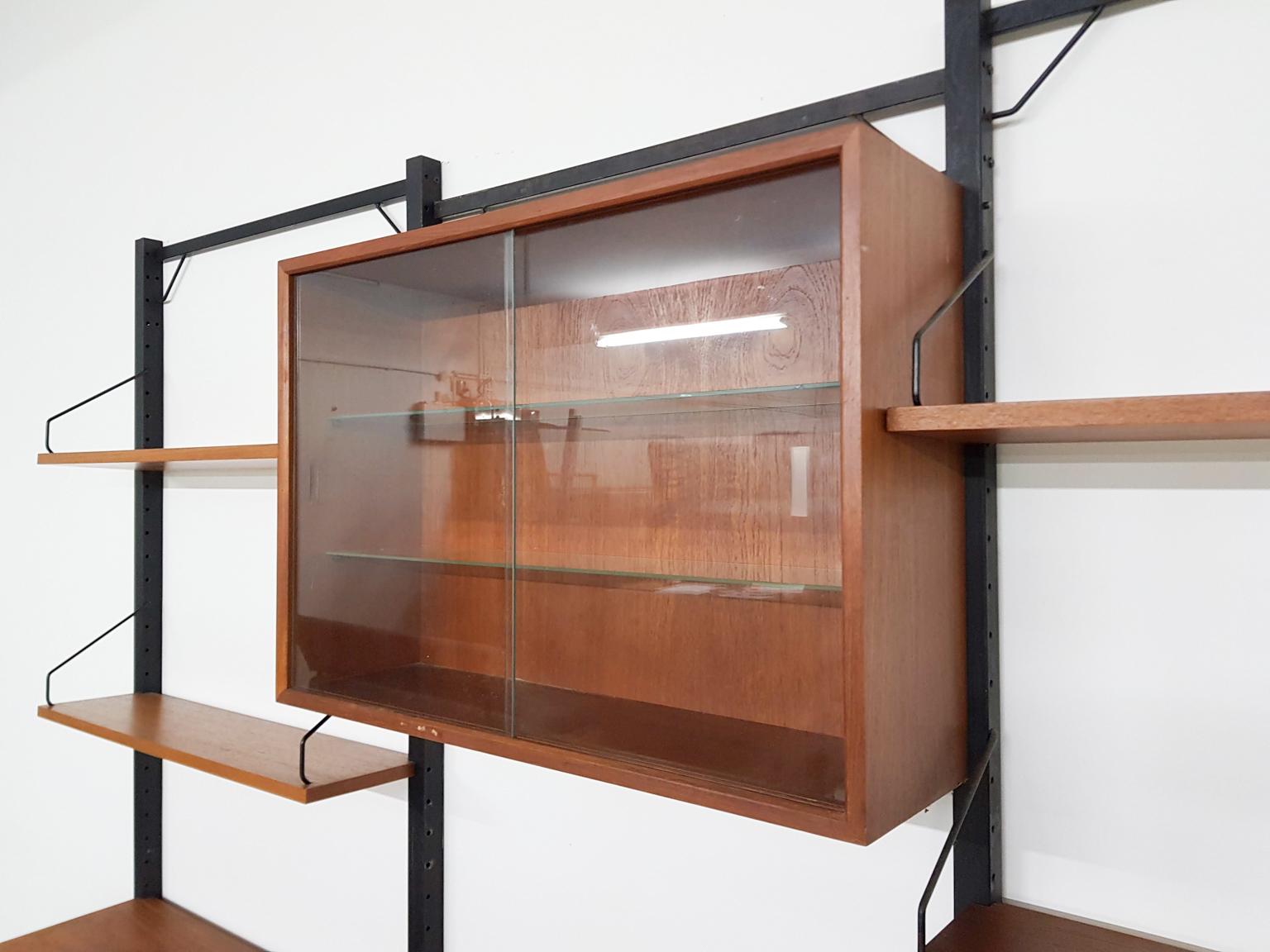 Metal Poul Cadovius for Royal System Wall System Book Shelves in Teak, Denmark, 1950s For Sale