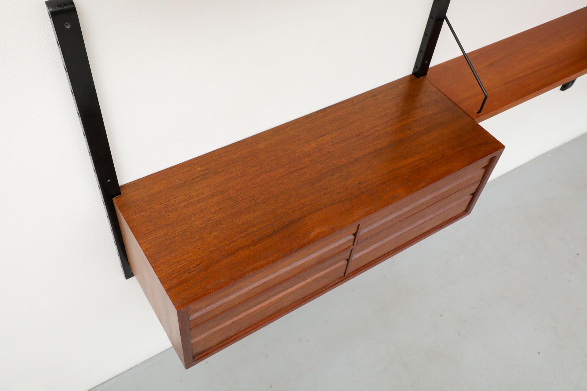 Metal Poul Cadovius Four Section Shelving System for Royal System in Teak