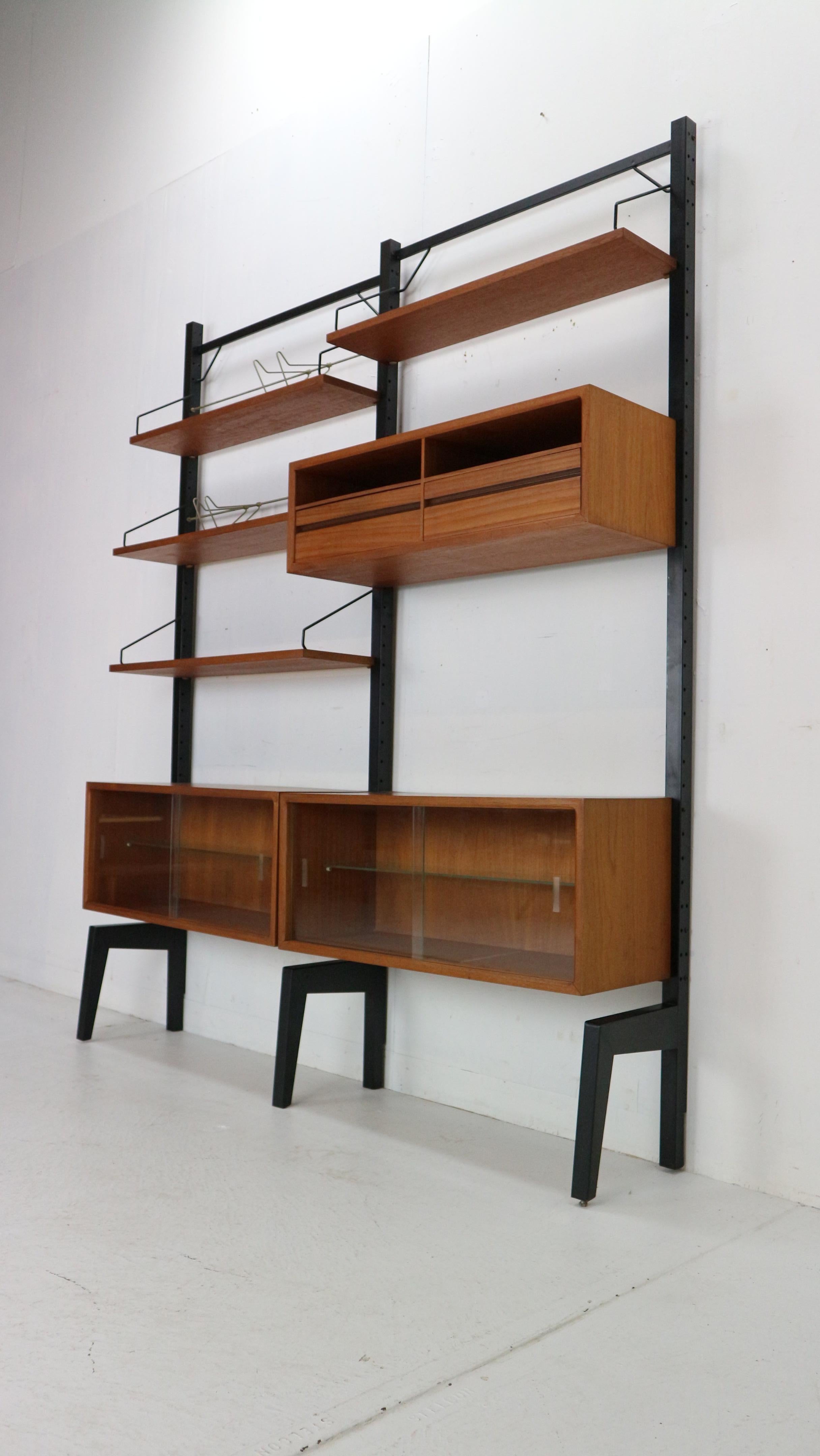Danish Poul Cadovius Freestanding Modular Wall Unit System for Royal System, 1960s
