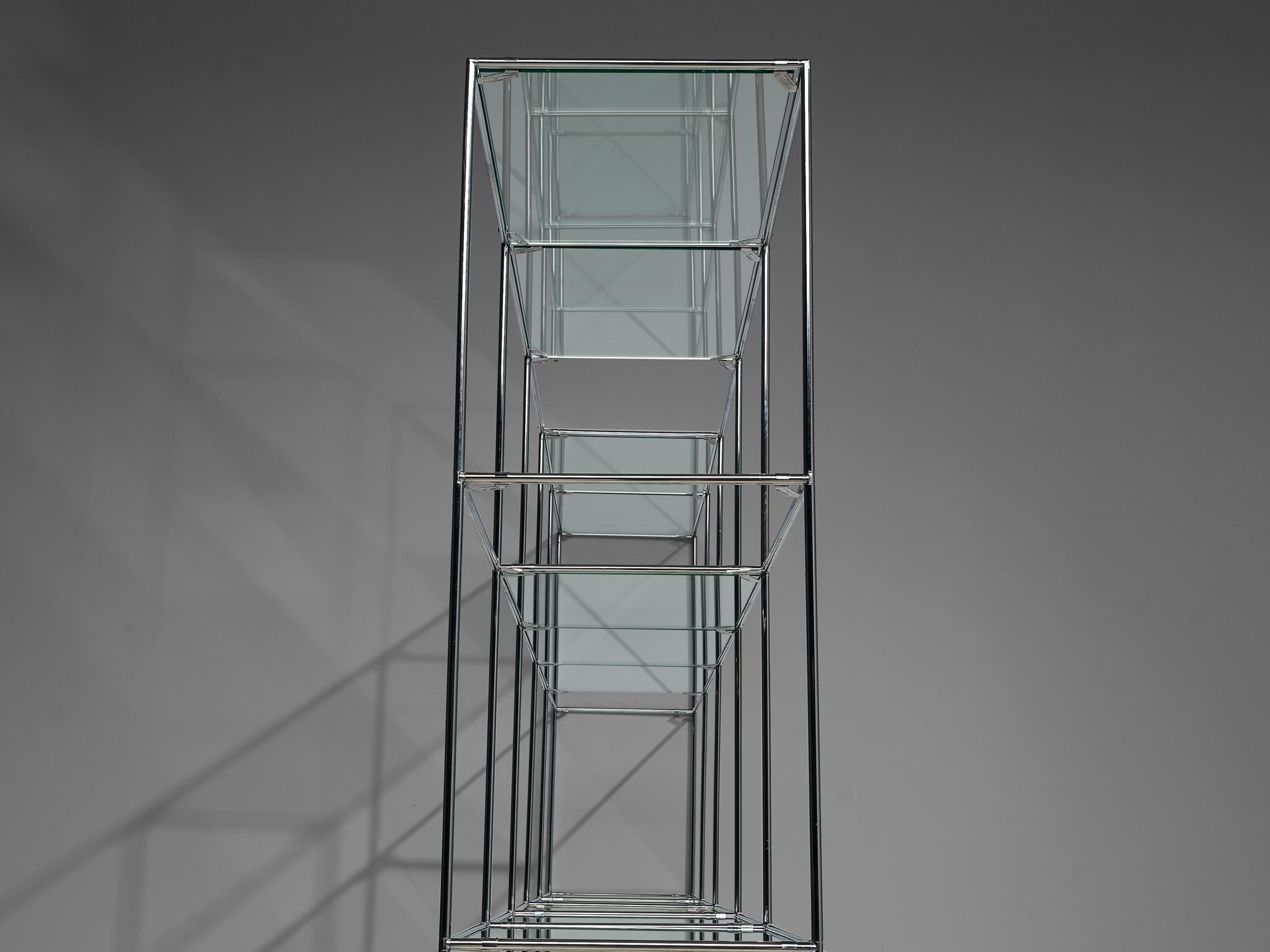 Mid-20th Century Poul Cadovius Free-Standing Shelf Model 'Abstracta' in Steel and Glass