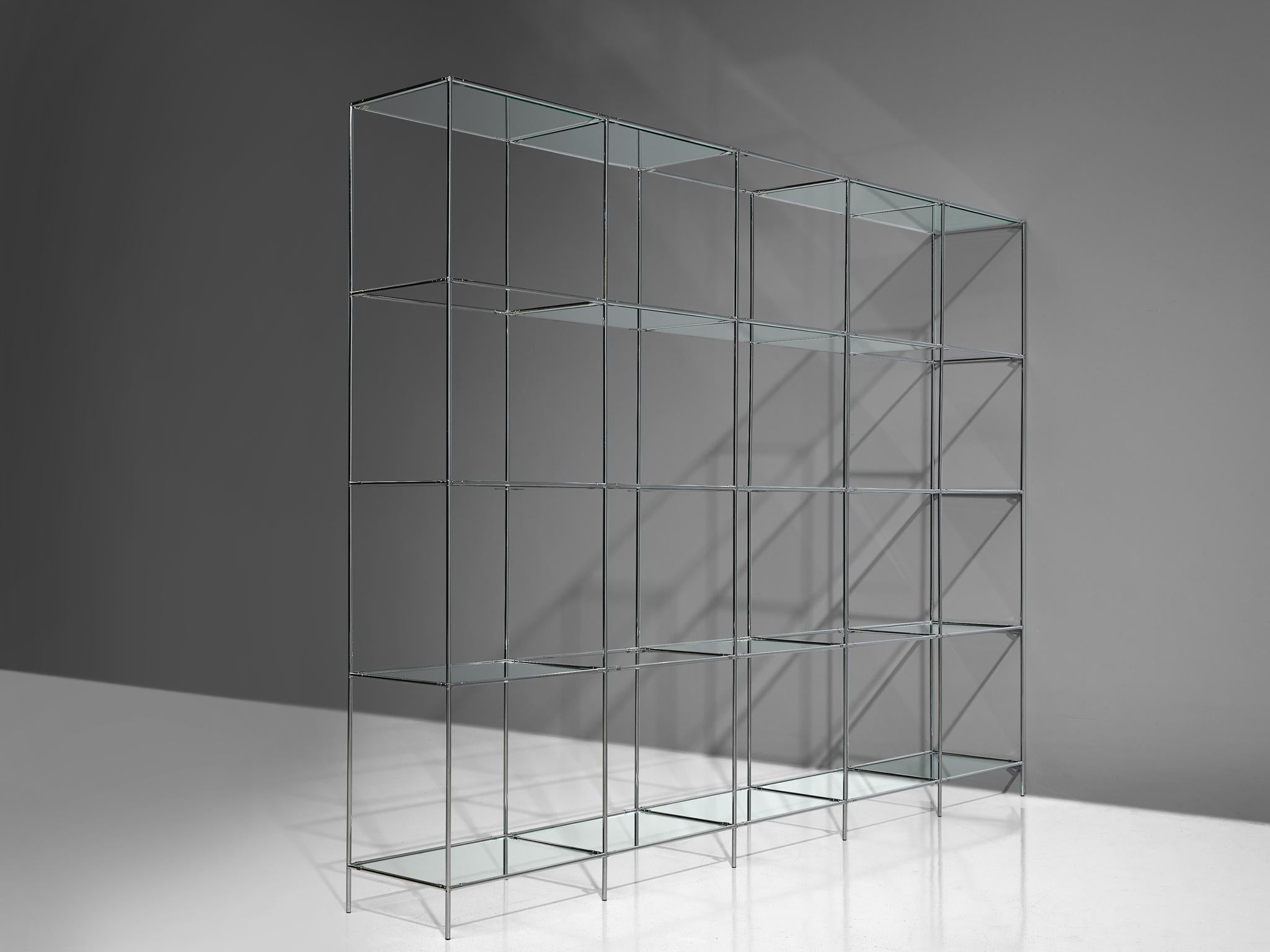 Poul Cadovius Free-Standing Shelf Model 'Abstracta' in Steel and Glass 1