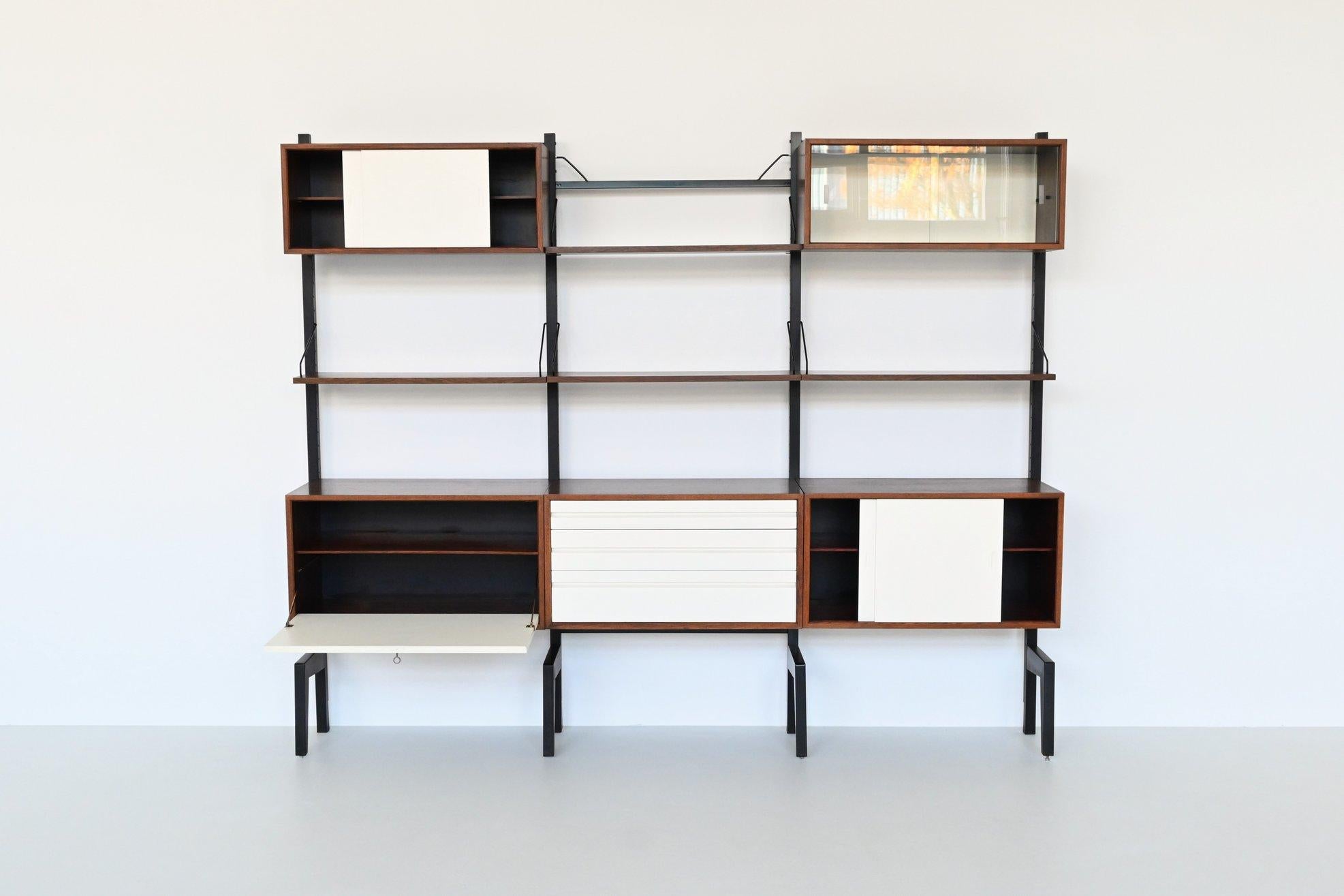 Scandinavian Modern Poul Cadovius free standing wall unit in rosewood Royal System Denmark 1960