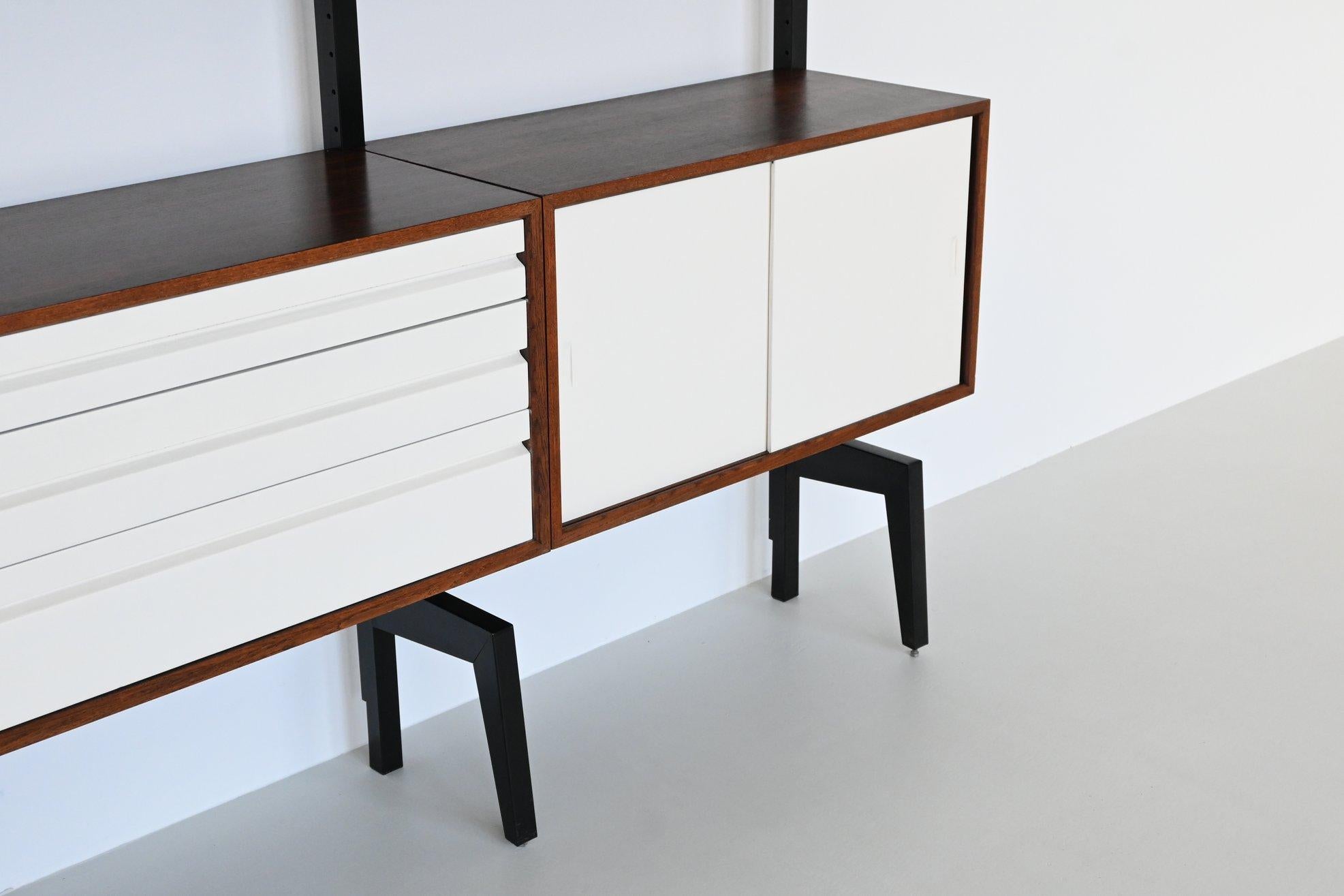 Metal Poul Cadovius free standing wall unit in rosewood Royal System Denmark 1960