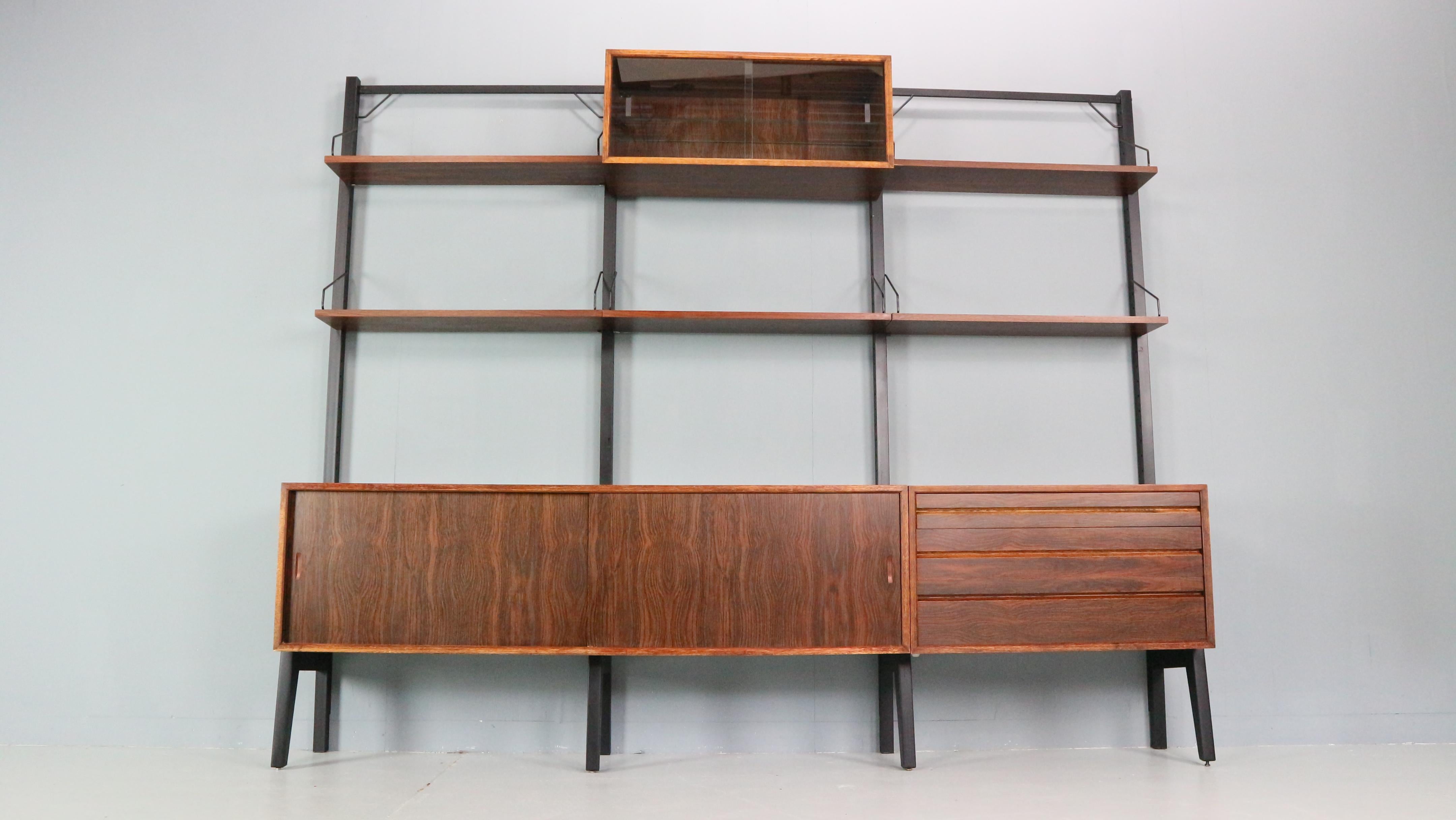 Danish Poul Cadovius Freestanding Modular Wall Unit System for Royal System, 1960s
