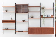 Poul Cadovius modular 4-bay wall unit in teak, Danish design, 1960s