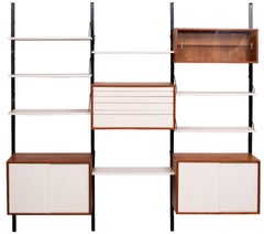 Poul Cadovius système de mur flottant modulaire en teck et blanc 1960s Danemark