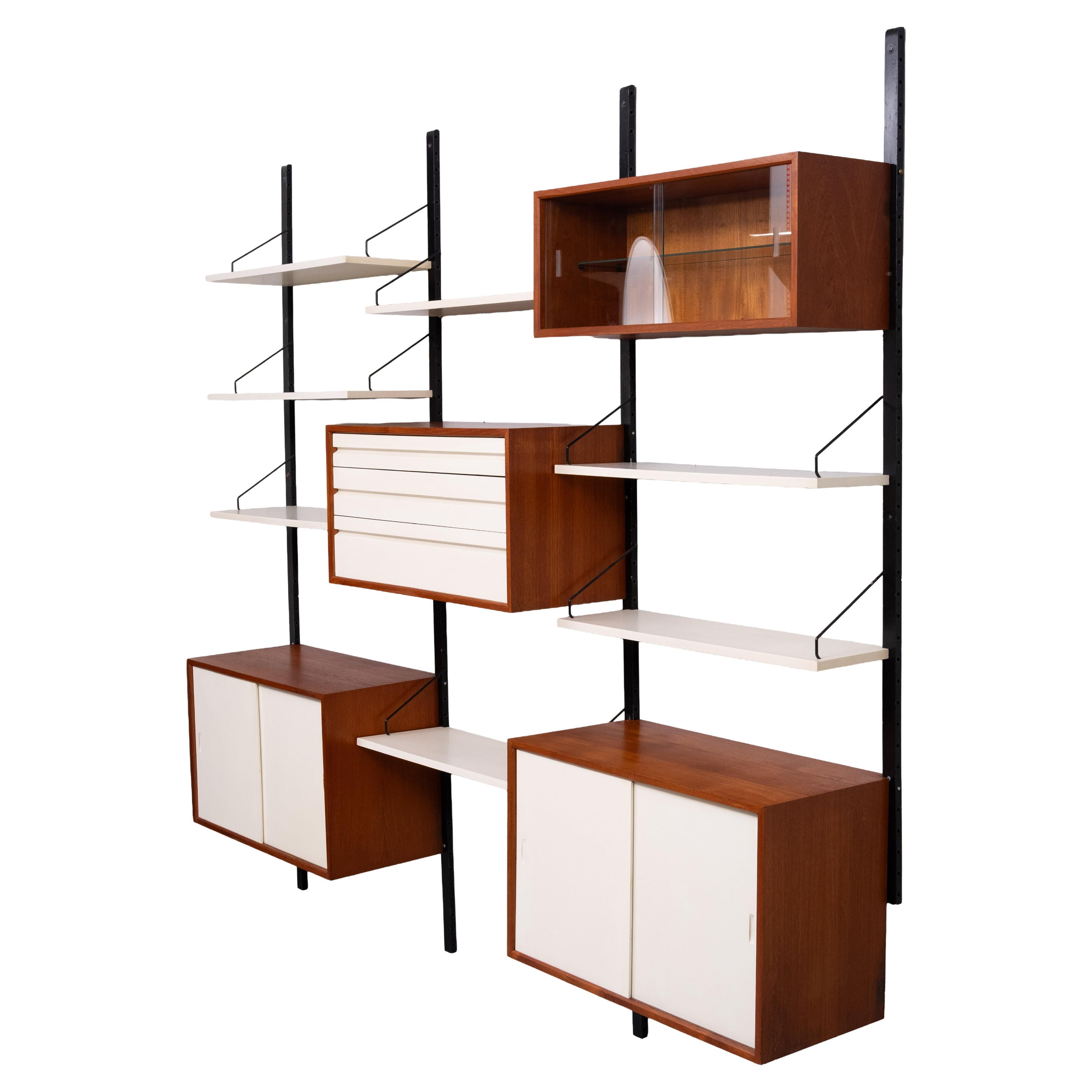 Poul Cadovius modular floating Teak and White Wall system 1960s Denmark in vendita