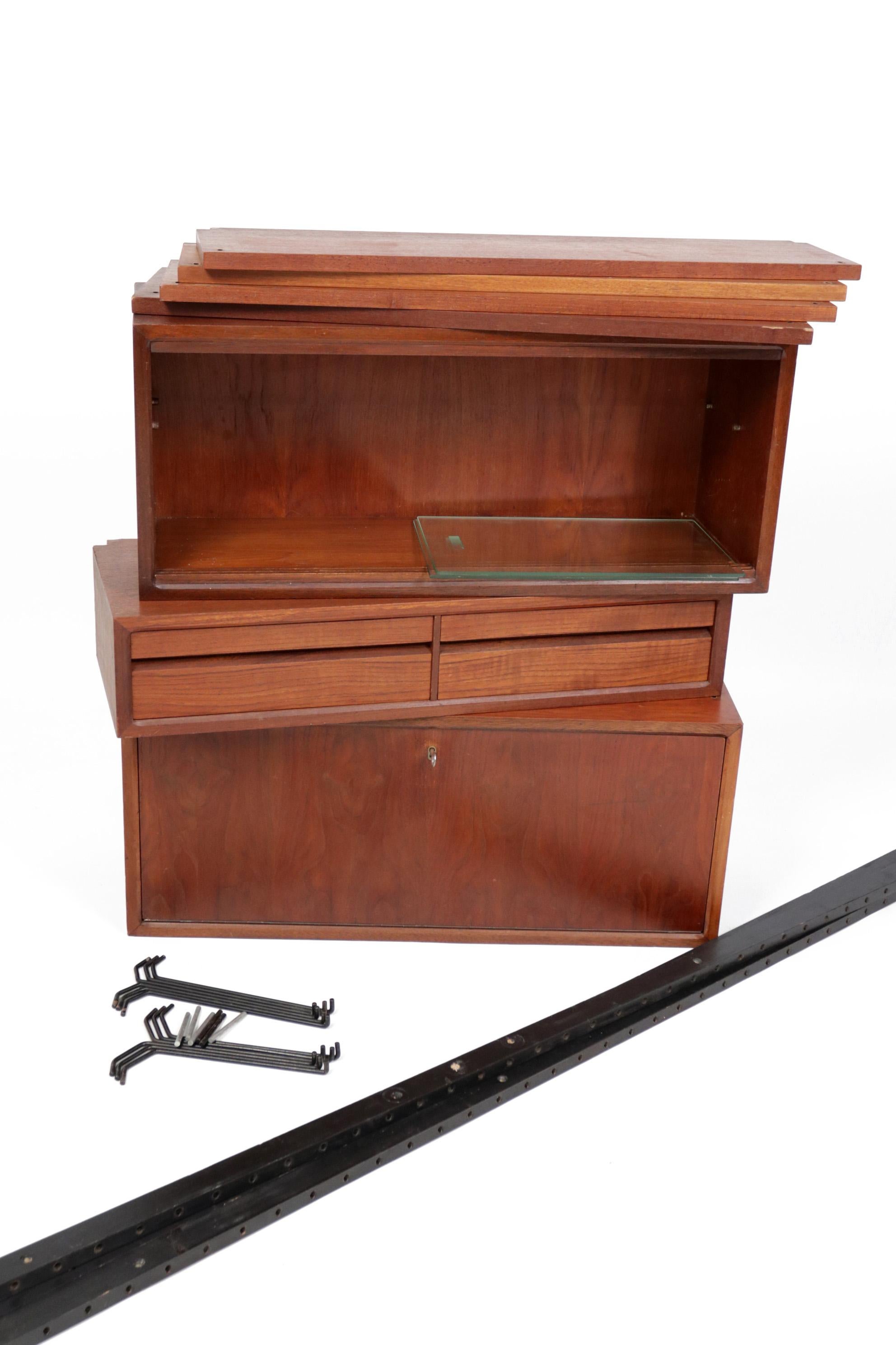 Poul Cadovius Modular Floating Wall System in Teak, Denmark, 1950's 9