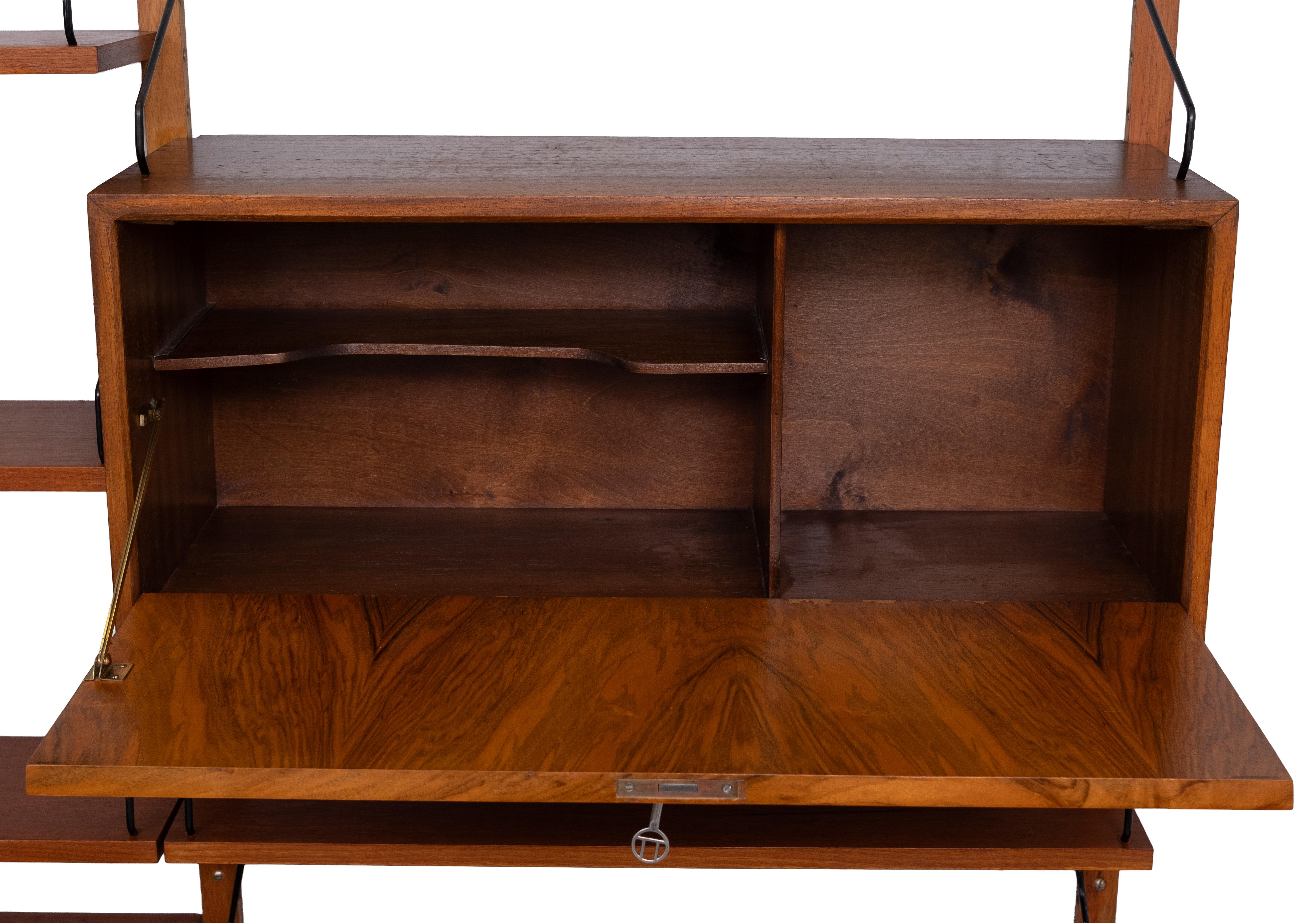 Teak Poul Cadovius modular Royal Wall System 1950s Denmark For Sale